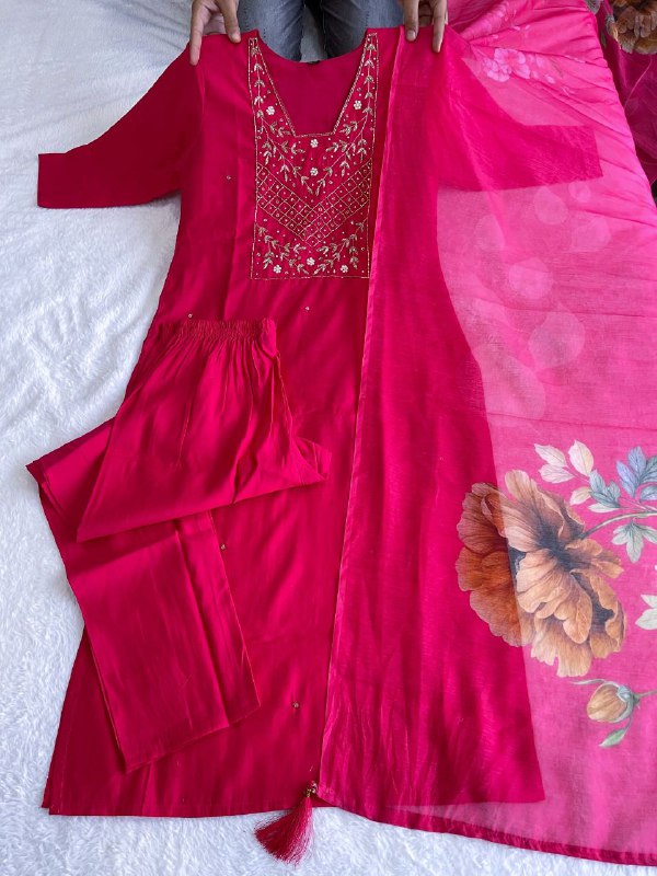 Rani Pink Handwork Kurti