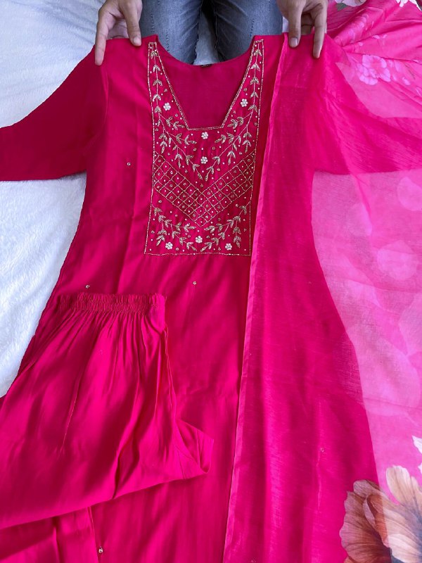 Rani Pink Handwork Kurti