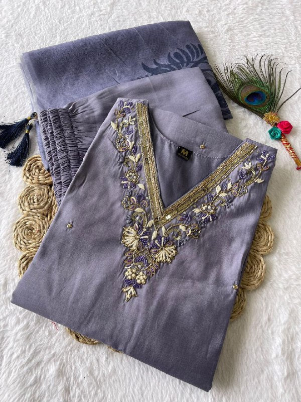 Lavender Exclusive Handwork Kurti