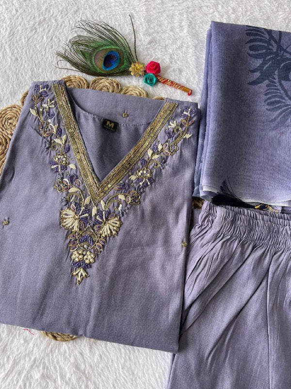 Lavender Exclusive Handwork Kurti