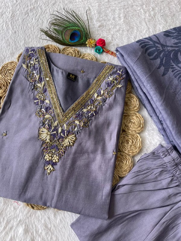 Lavender Exclusive Handwork Kurti