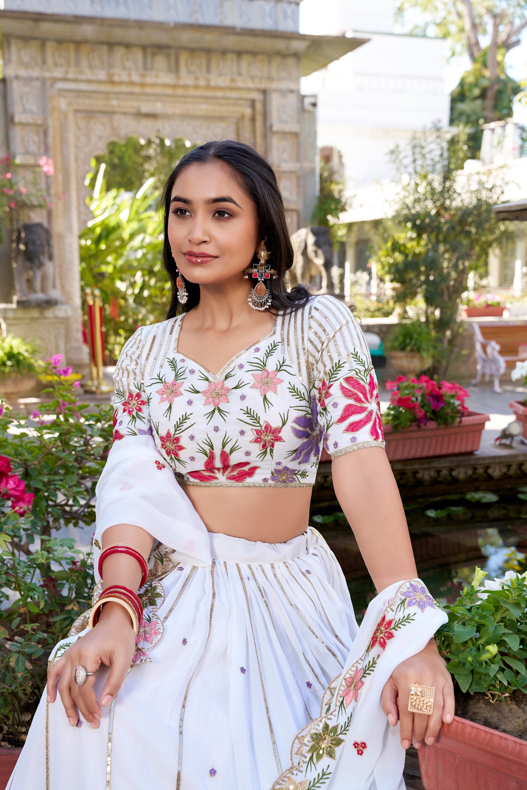 White Wonder Lehenga Choli Set For Wedding