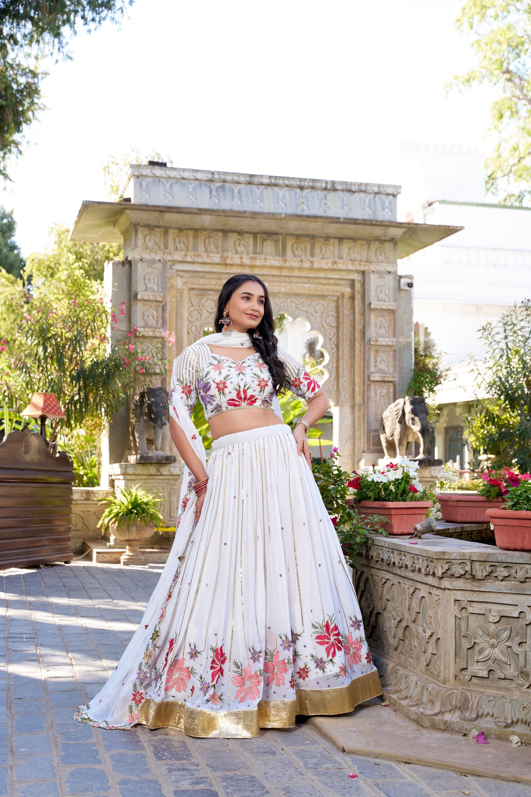 White Wonder Lehenga Choli Set For Wedding