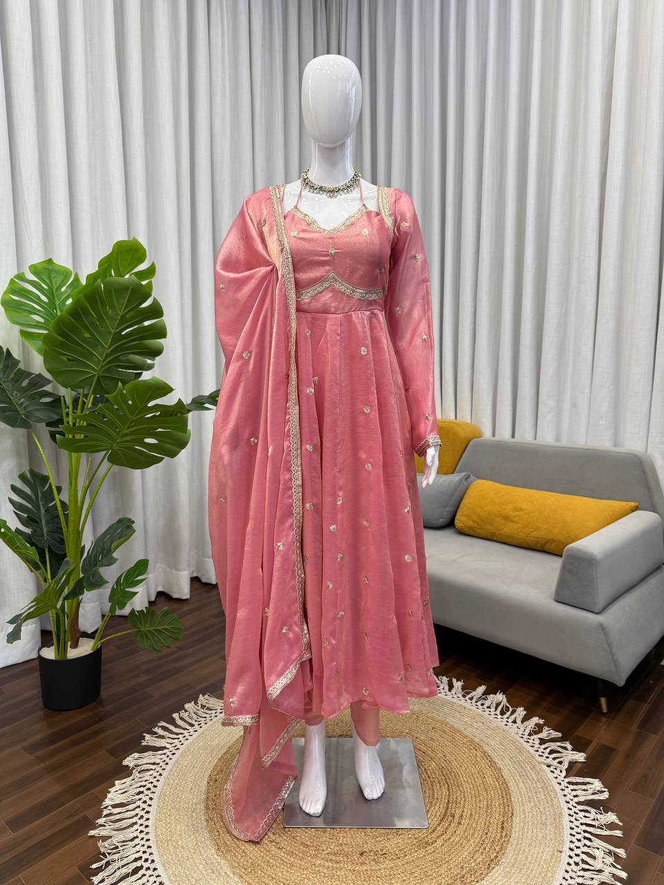 BabyPink Color Fendy Silk Anarkali Suit | Nardev Fashion