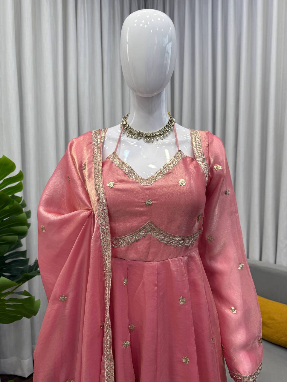 BabyPink Color Fendy Silk Anarkali Suit | Nardev Fashion