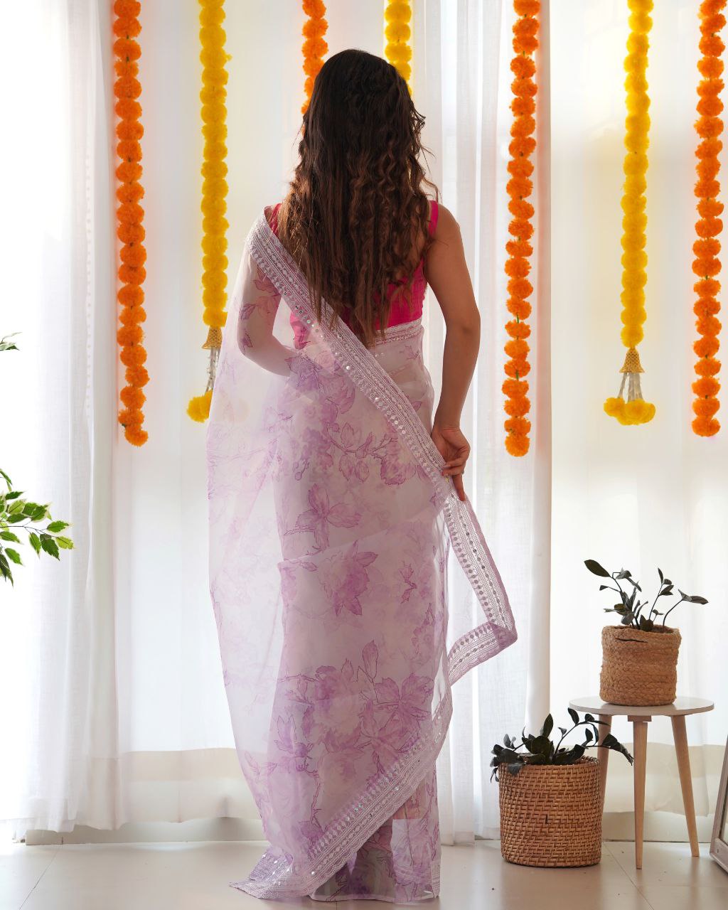 Baby Pink Soft Organza Silk Saree