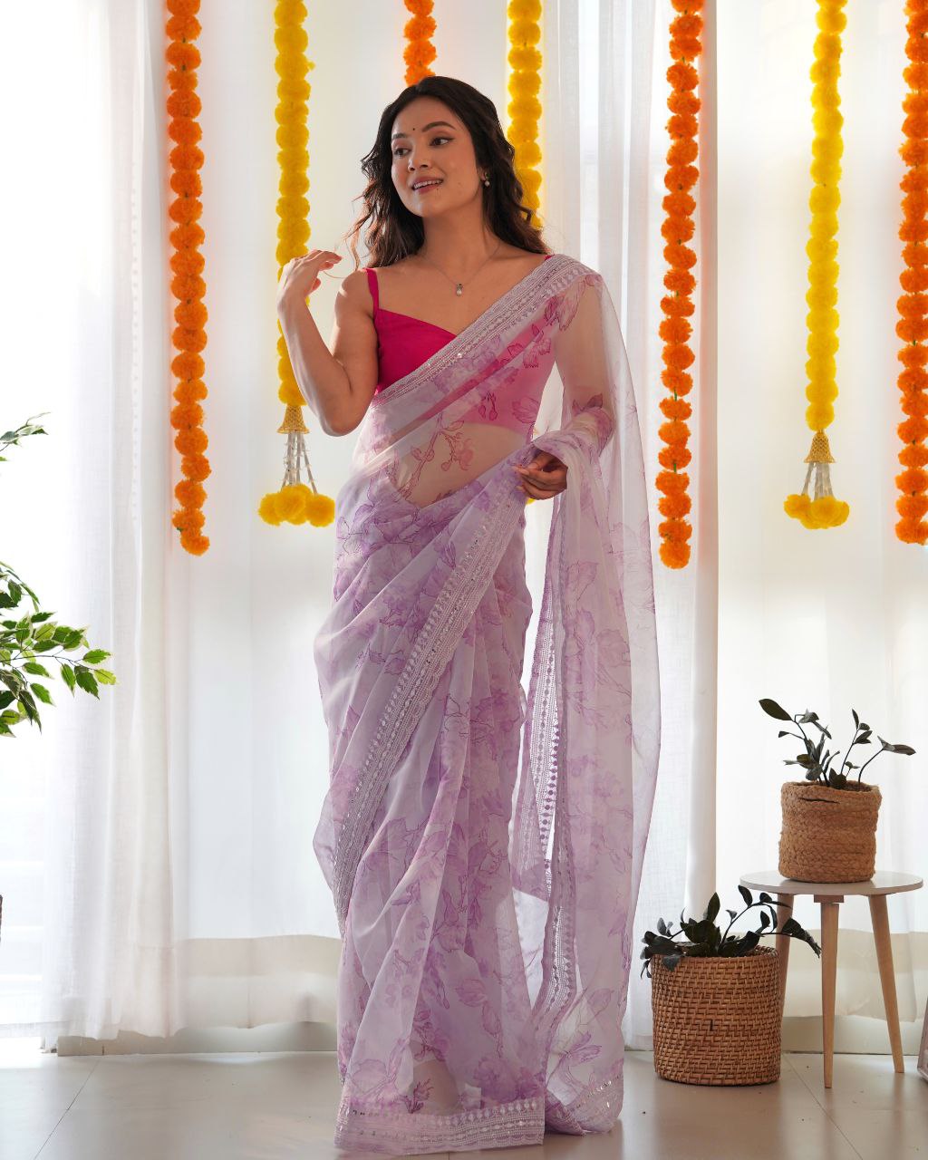 Baby Pink Soft Organza Silk Saree