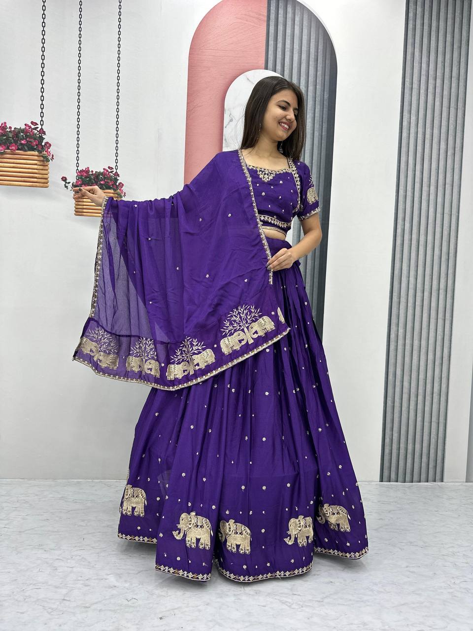 Beautiful Georgette Purple Lehenga Choli