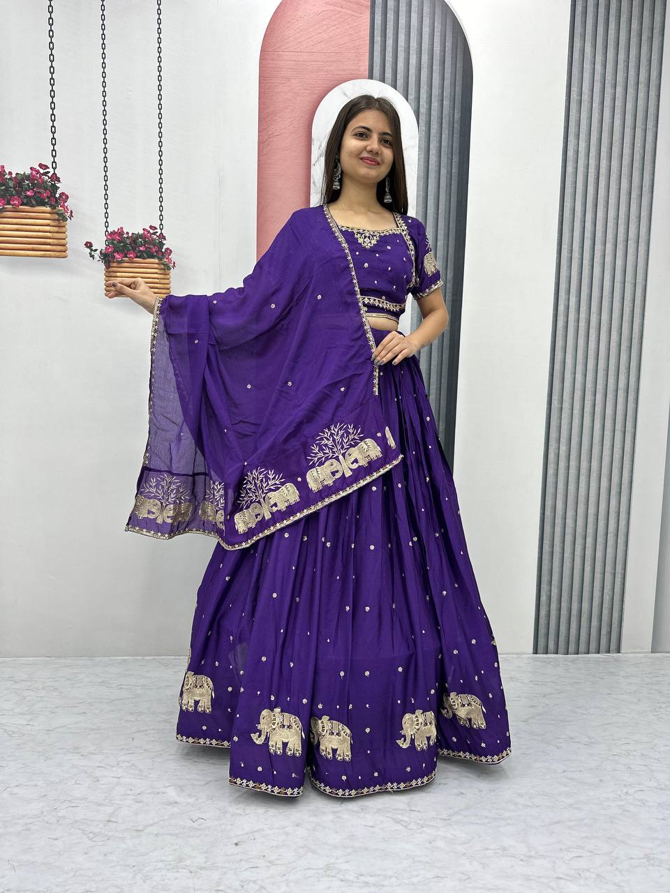 Beautiful Georgette Purple Lehenga Choli