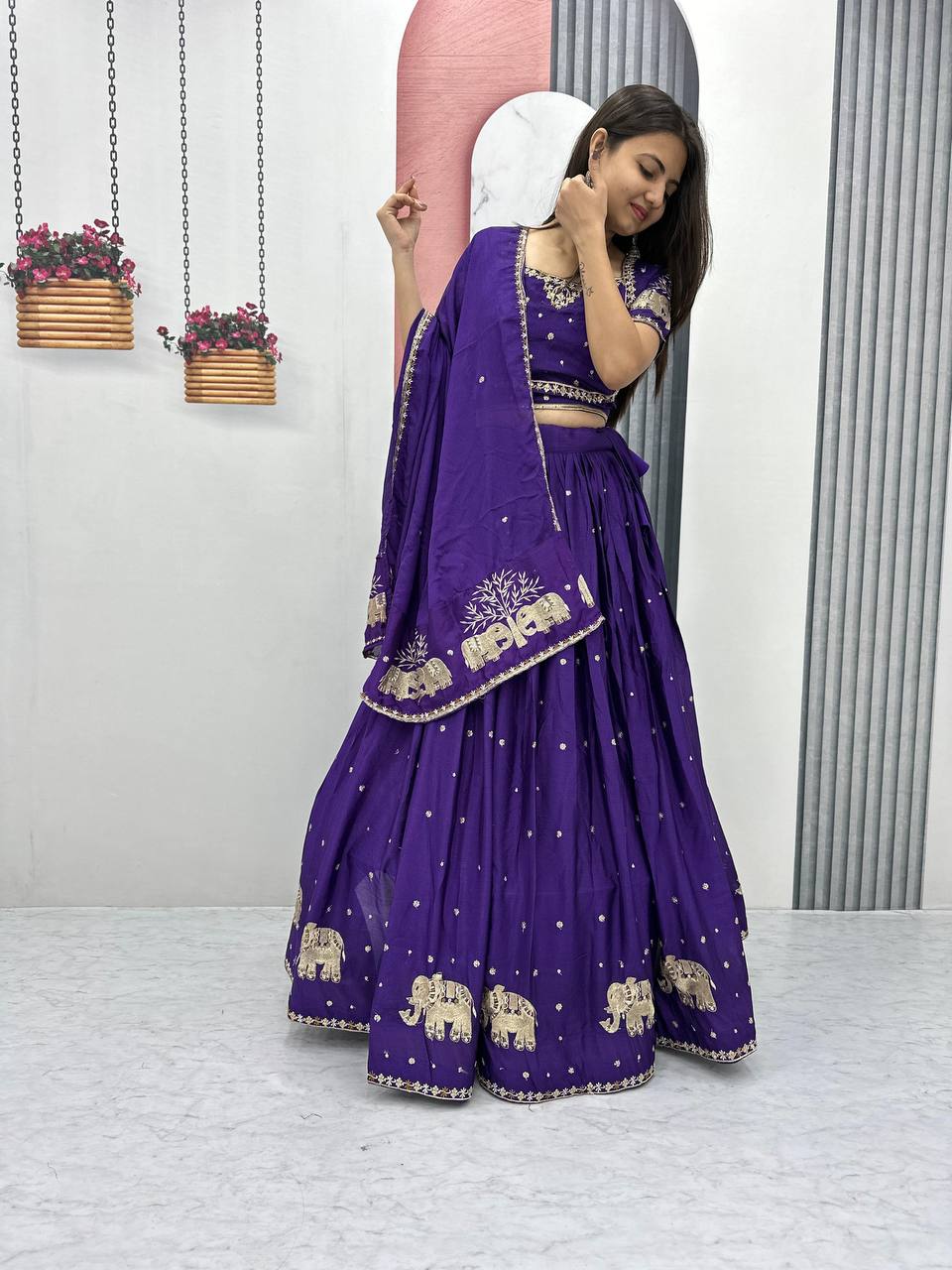 Beautiful Georgette Purple Lehenga Choli