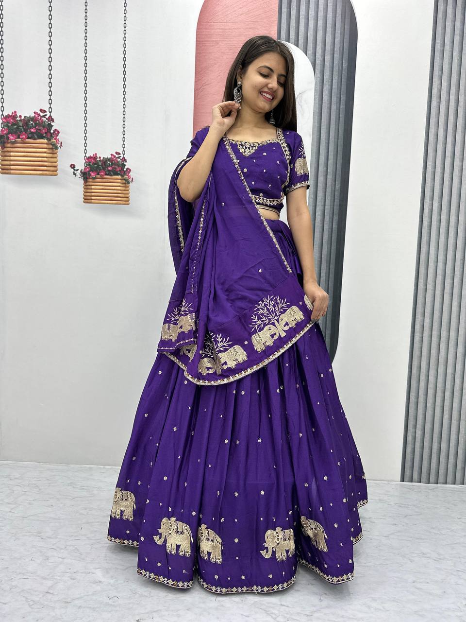 Beautiful Georgette Purple Lehenga Choli