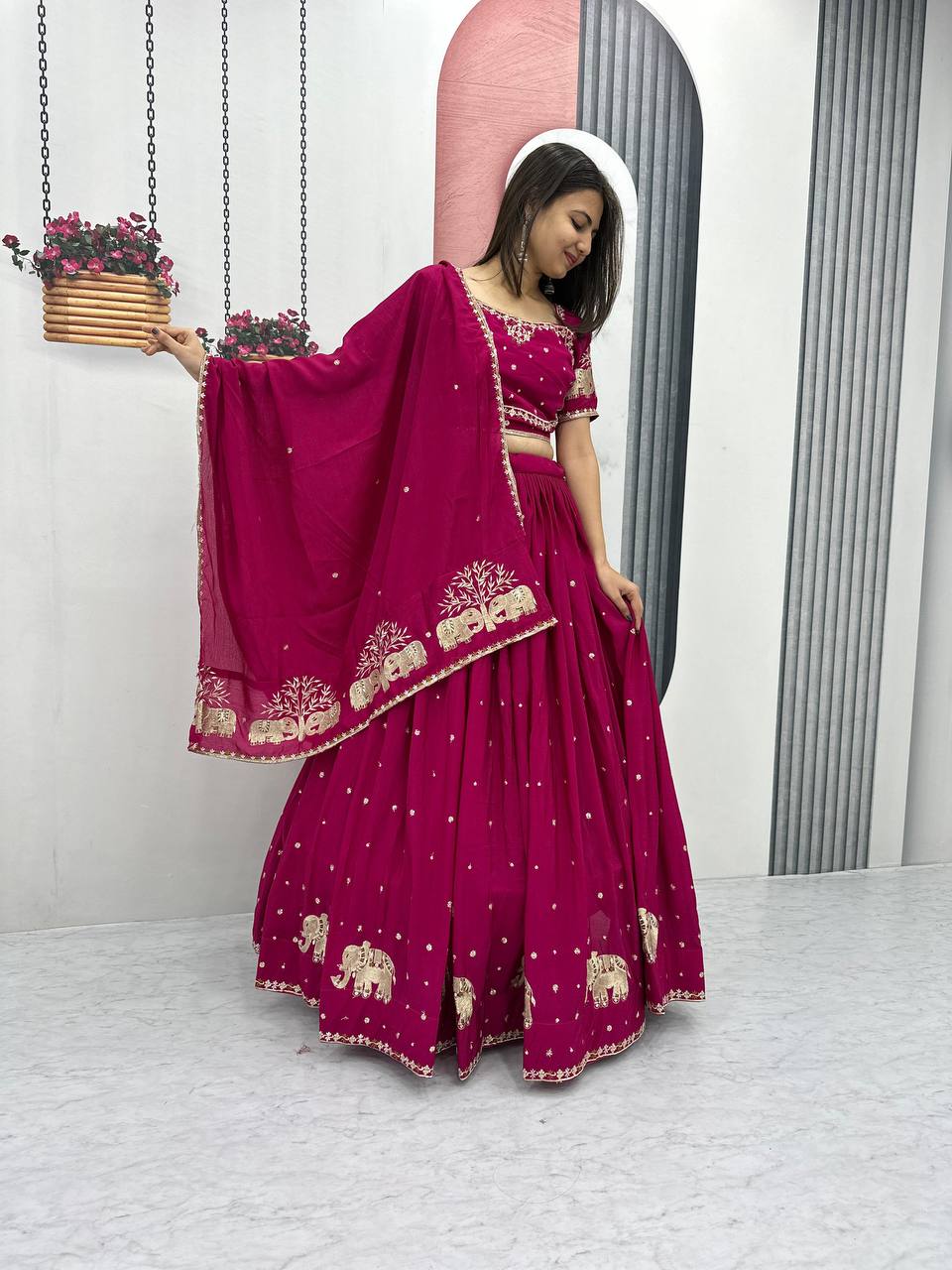 Beautiful Georgette Red Lehenga Choli