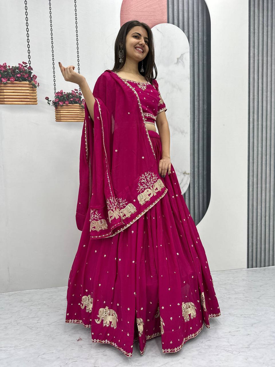 Beautiful Georgette Red Lehenga Choli-6