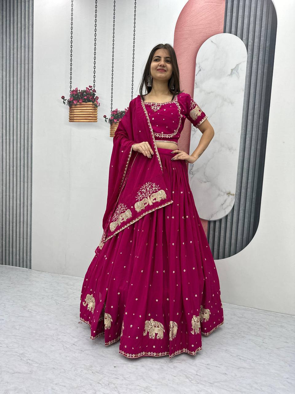 Beautiful Georgette Red Lehenga Choli