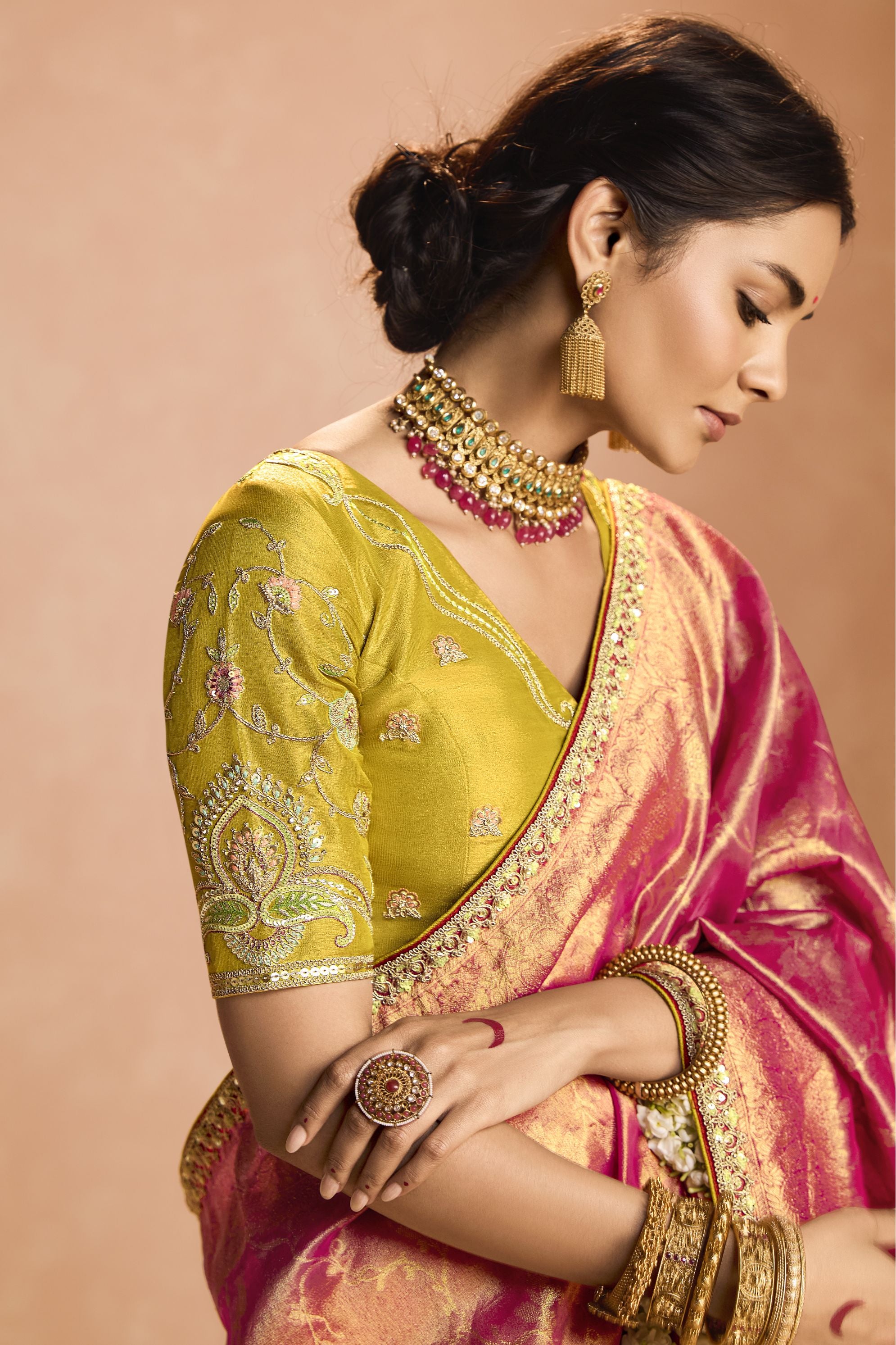 Beautiful Wedding Wear Tissue Silk Saree