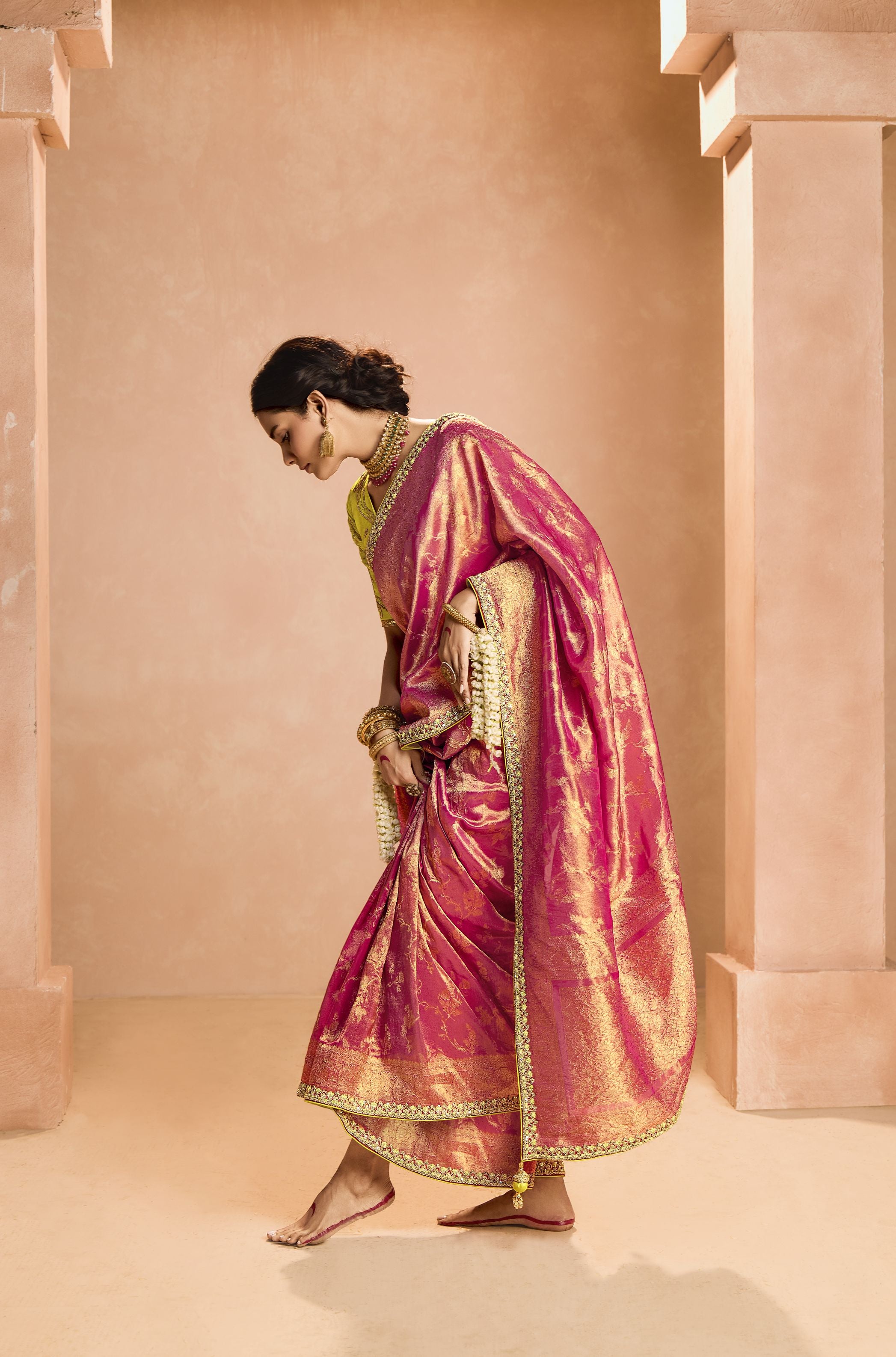 Beautiful Wedding Wear Tissue Silk Saree