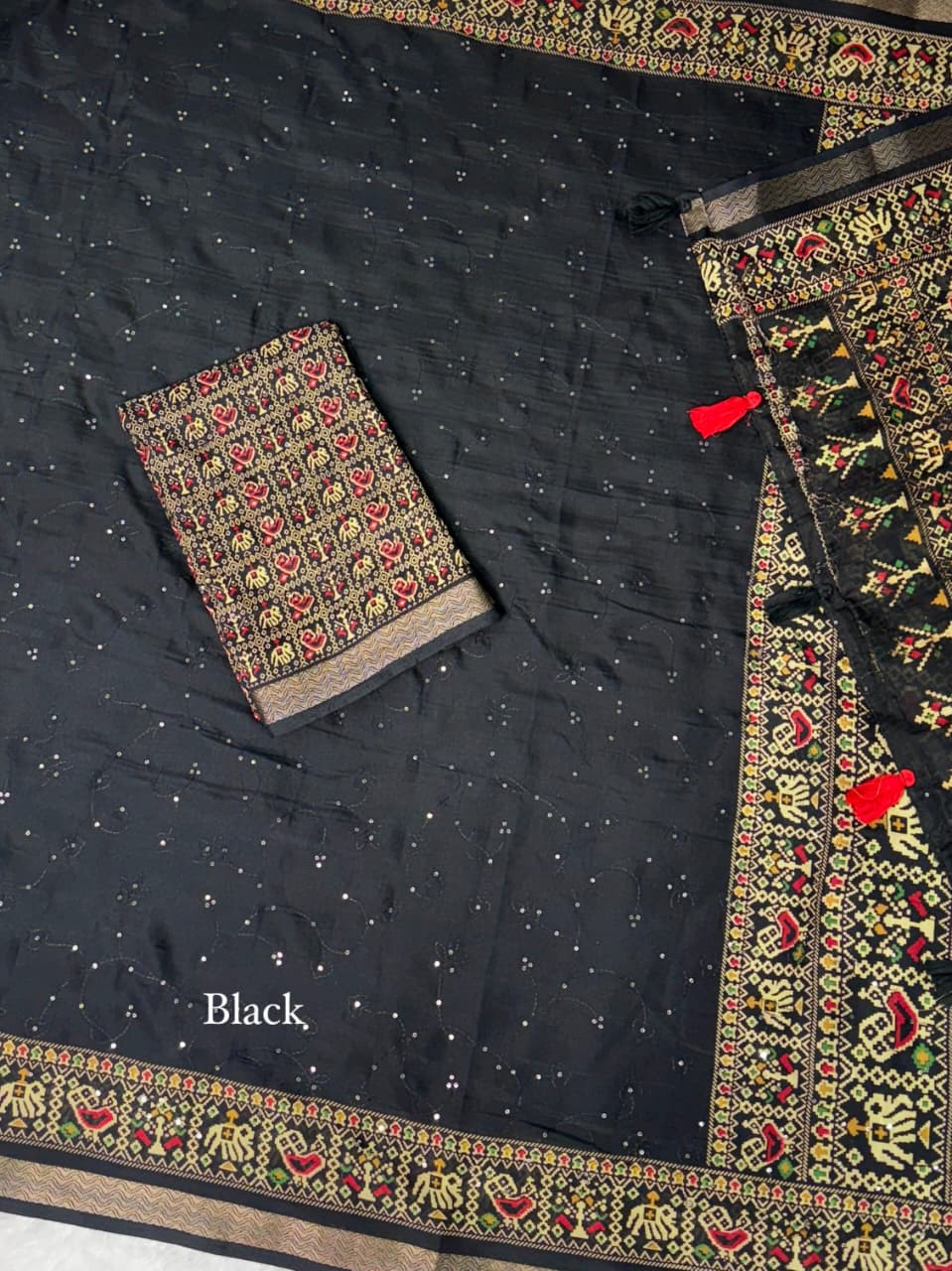 Black Color Ajrakh Printed Pure Mul Cotton Saree | Nardev Fashion