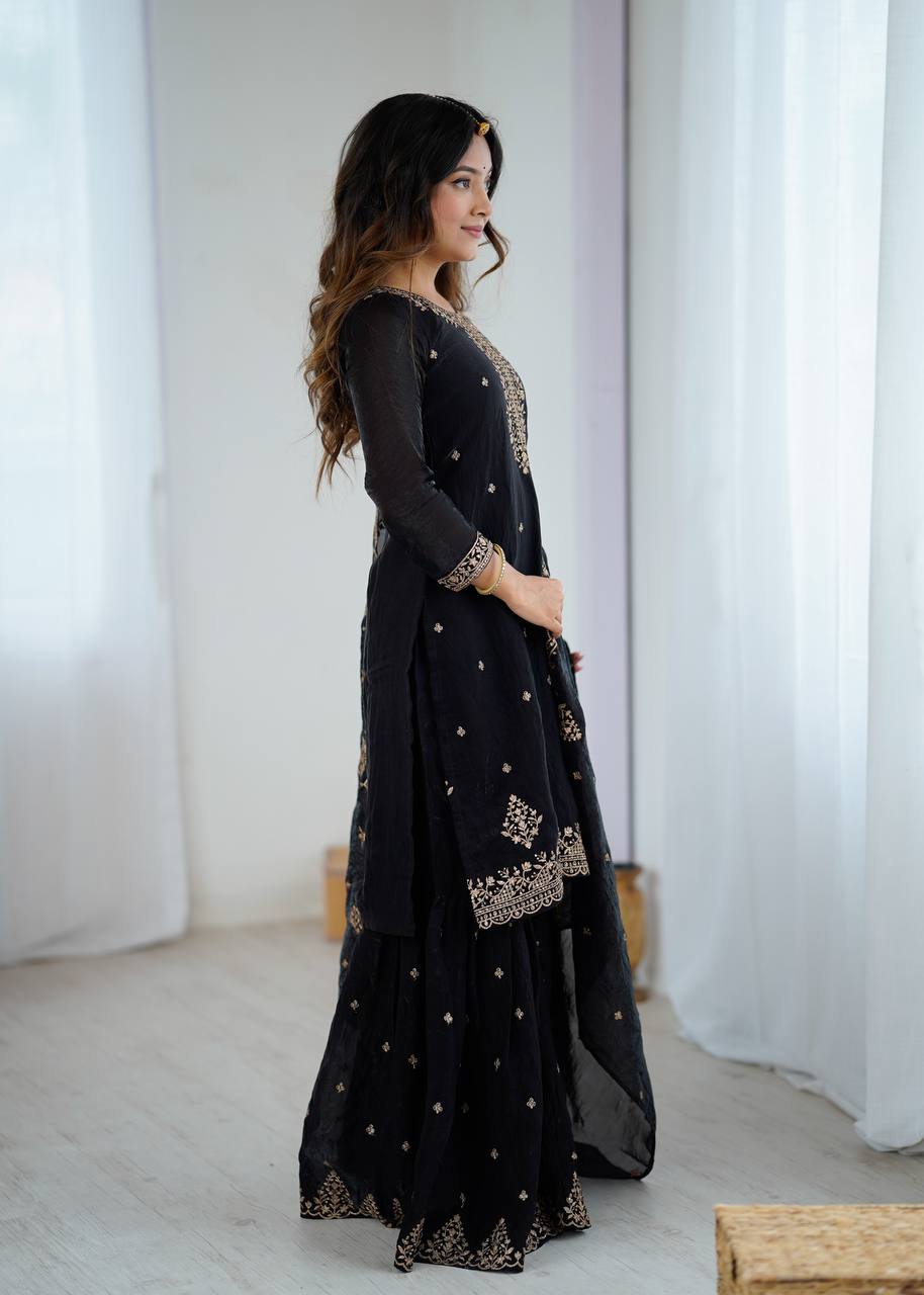 Black Color Festival Kurta & Sharara Set - Aarti Chauhan