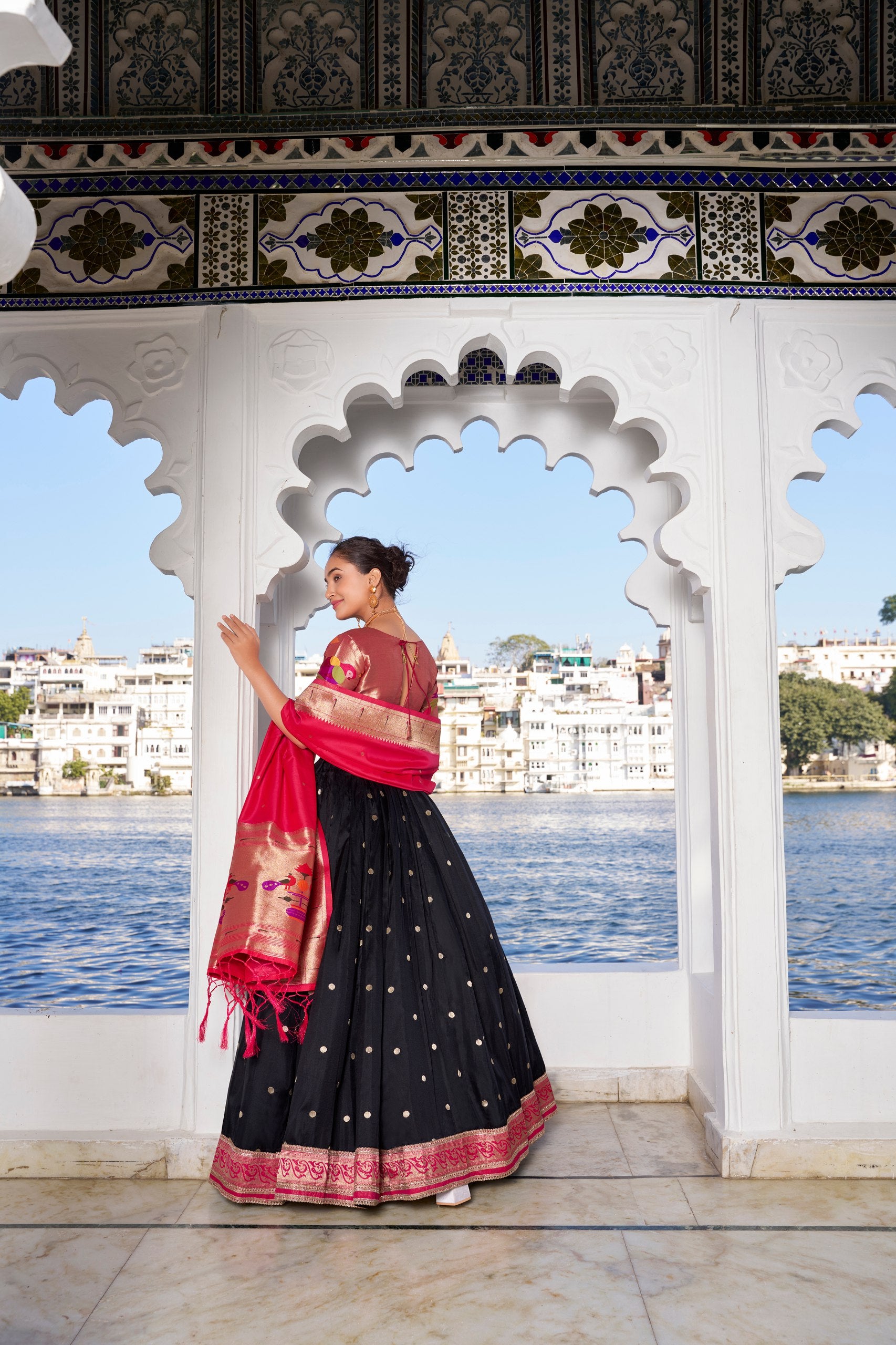 Black Jacquard Silk Paithani Lehenga Choli