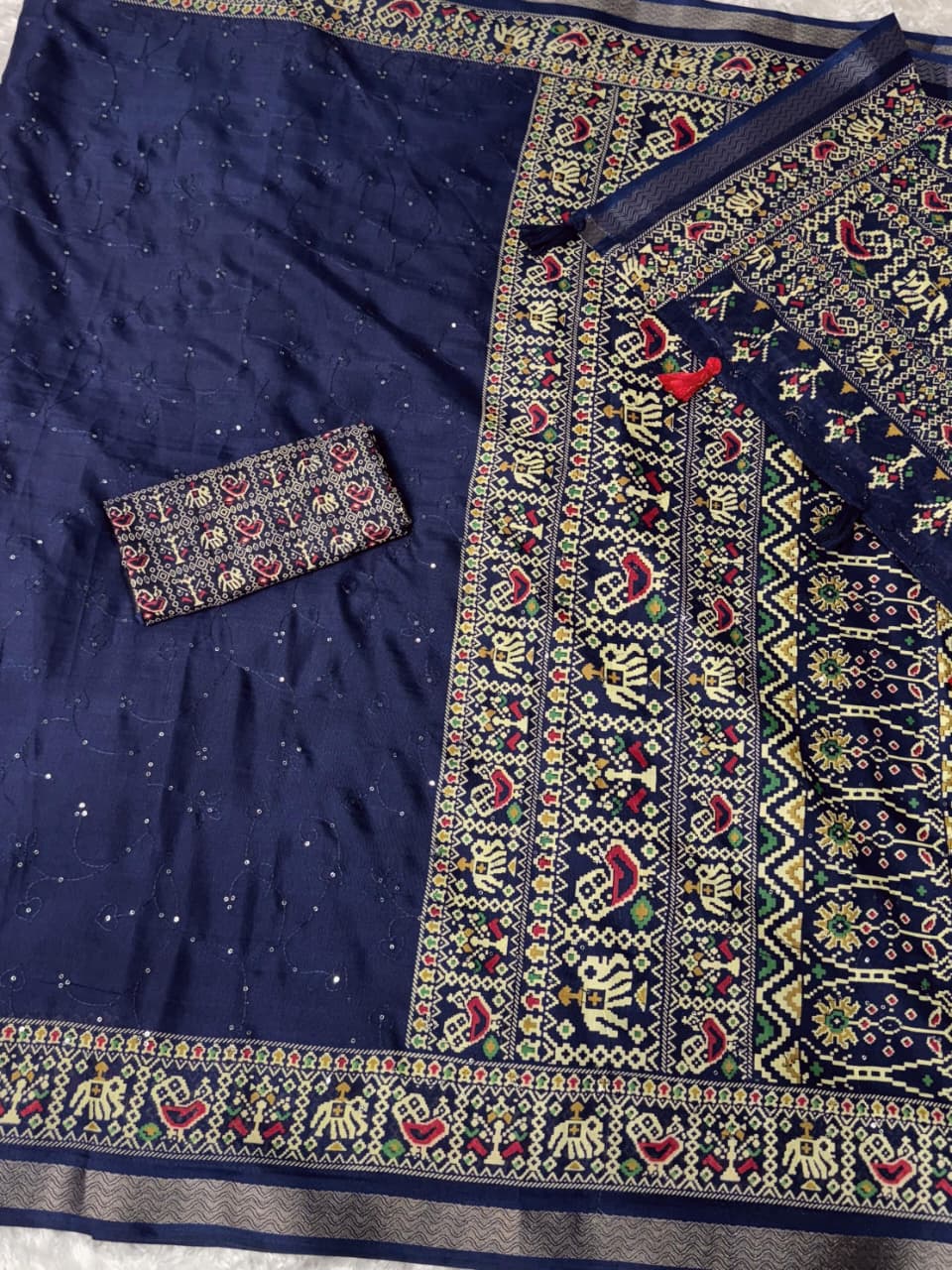 Blue Color Ajrakh Printed Pure Mul Cotton Saree | Nardev Fashion