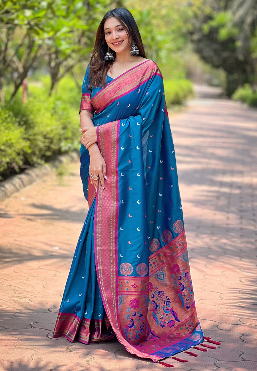 Blue Yeola Maharashtrian Paithani sarees