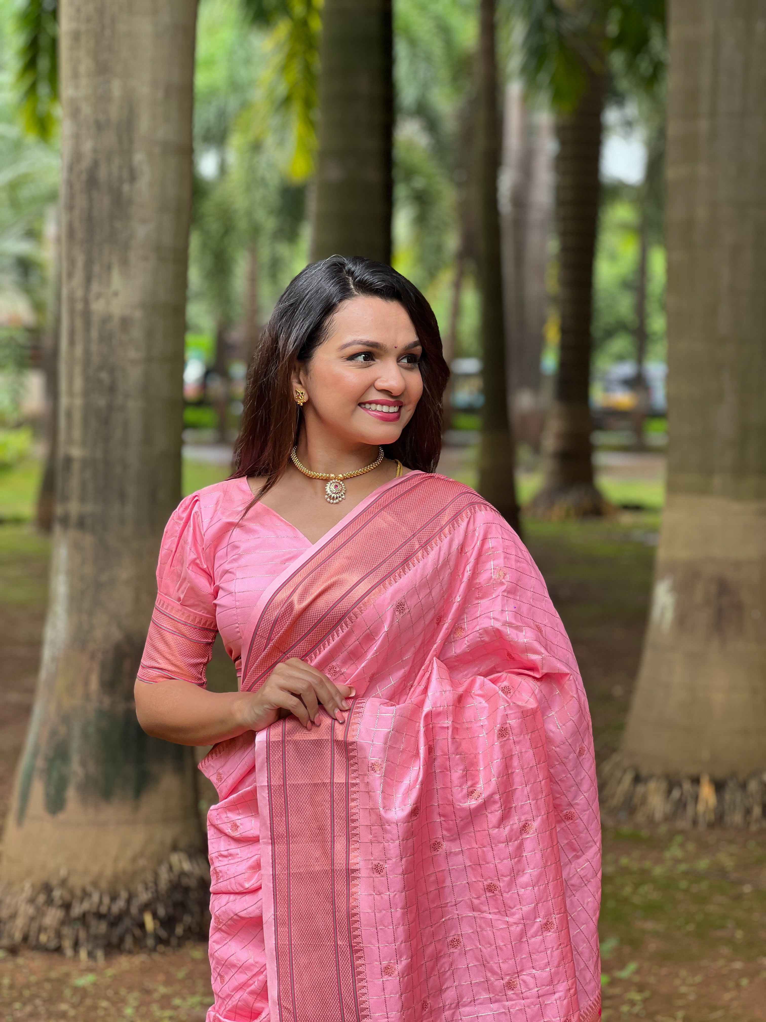 Pink Yeola Muniya Paithani Saree - Indian Festival & Wedding Women Outfit