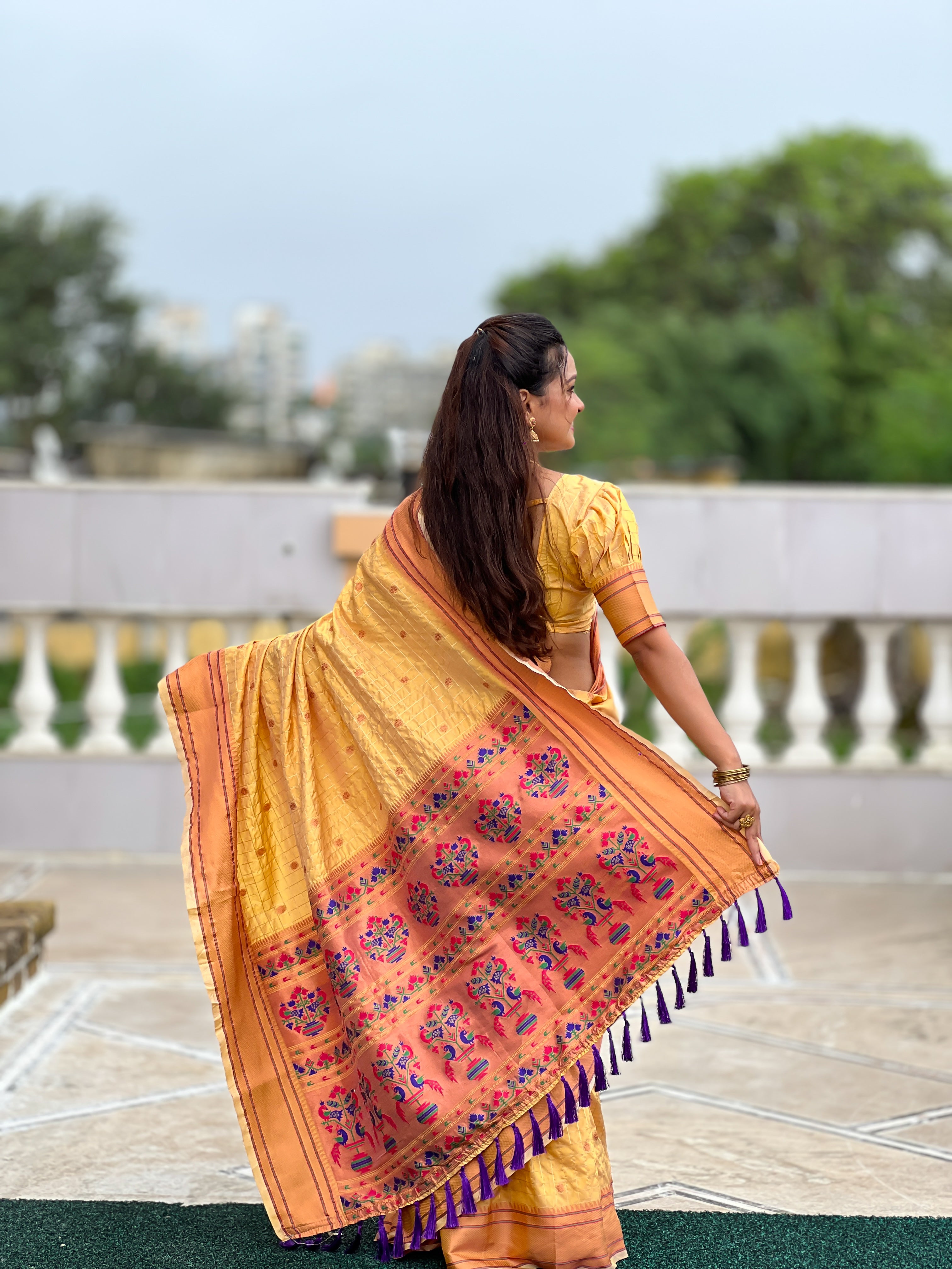 Yellow Yeola Paithani Saree - Pooja Festival & Wedding Indian Outfit