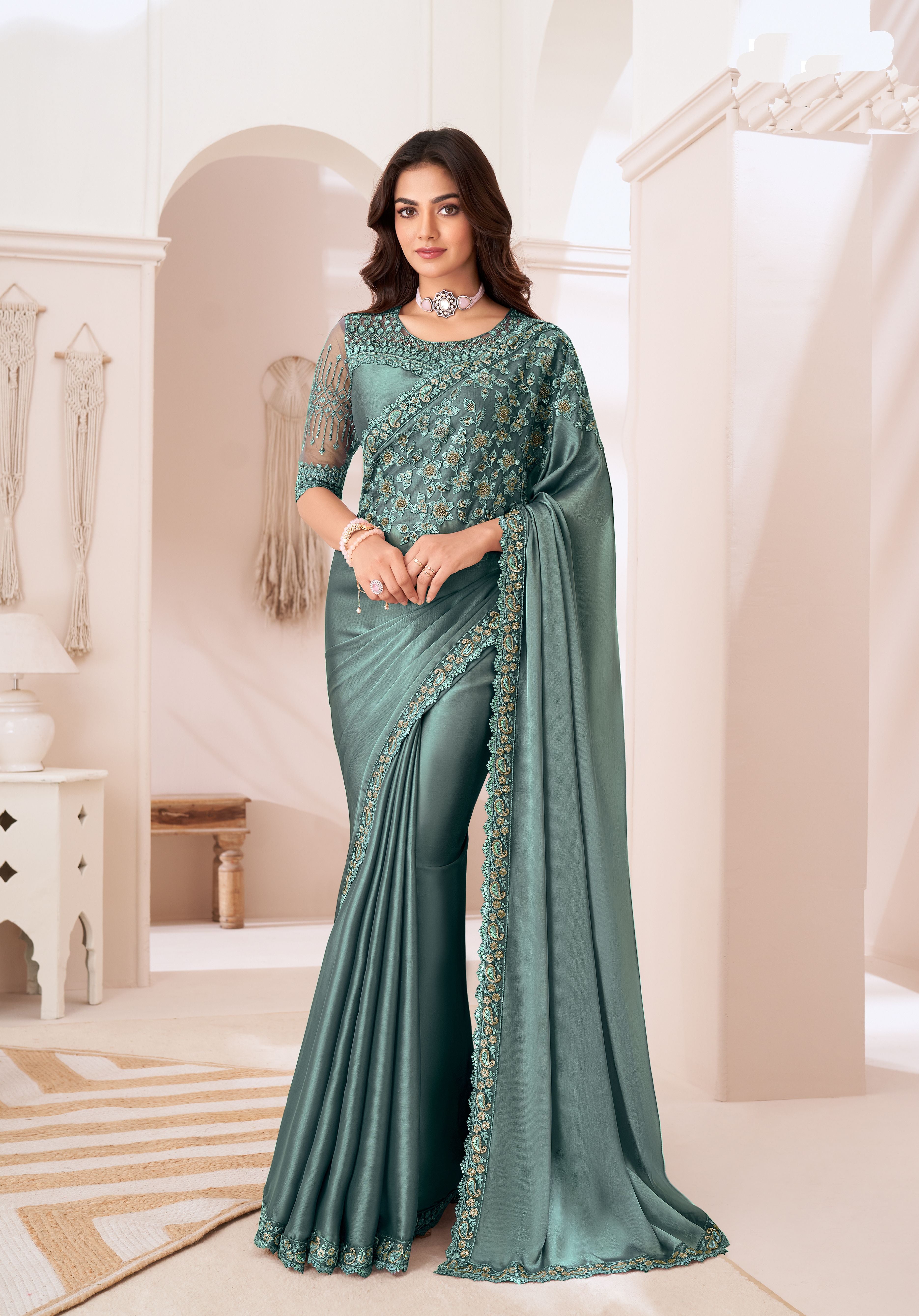 Party Wear Hot Look chiffon saree with work