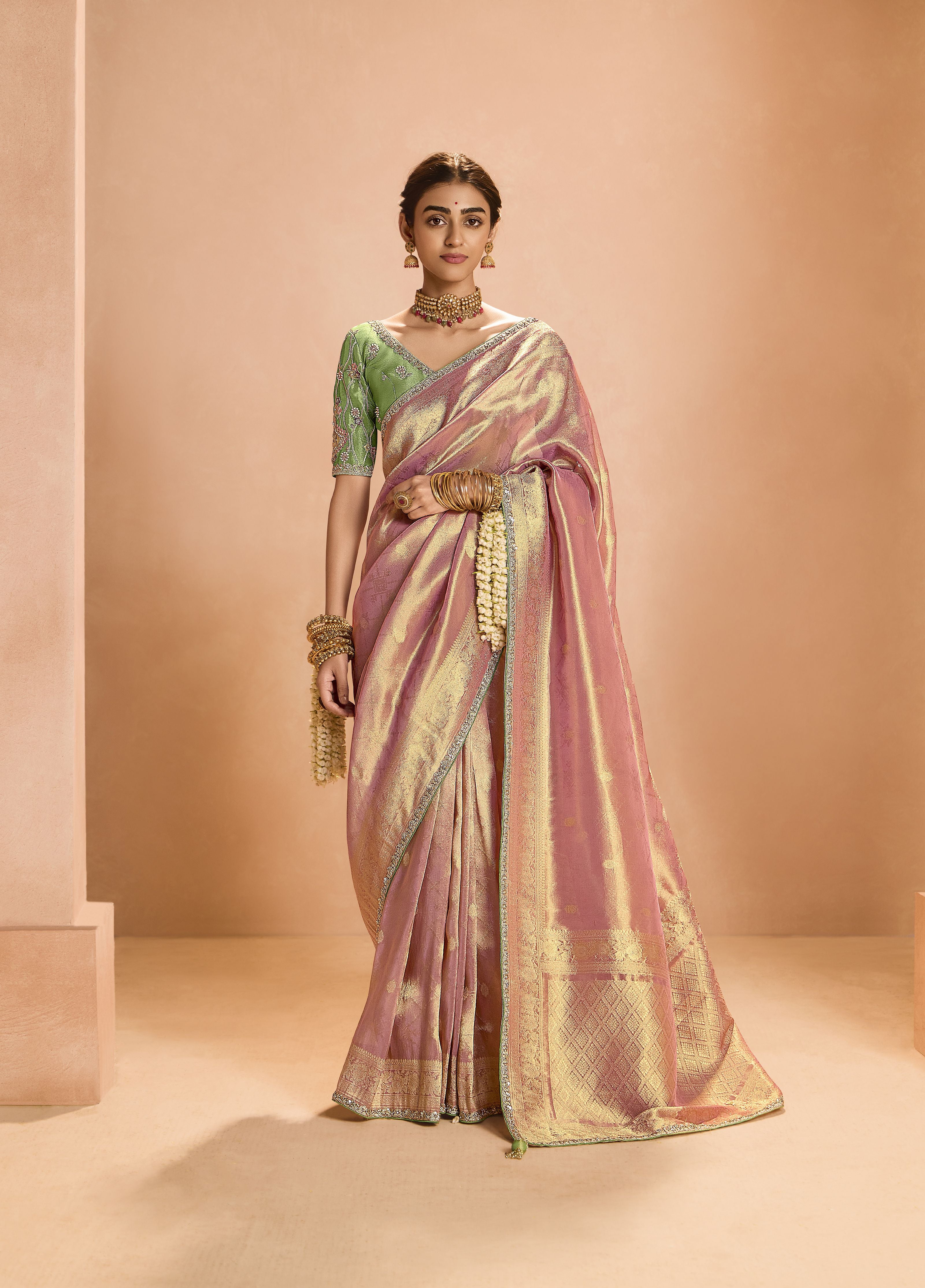 Designer Tissue Silk Lace Work Saree