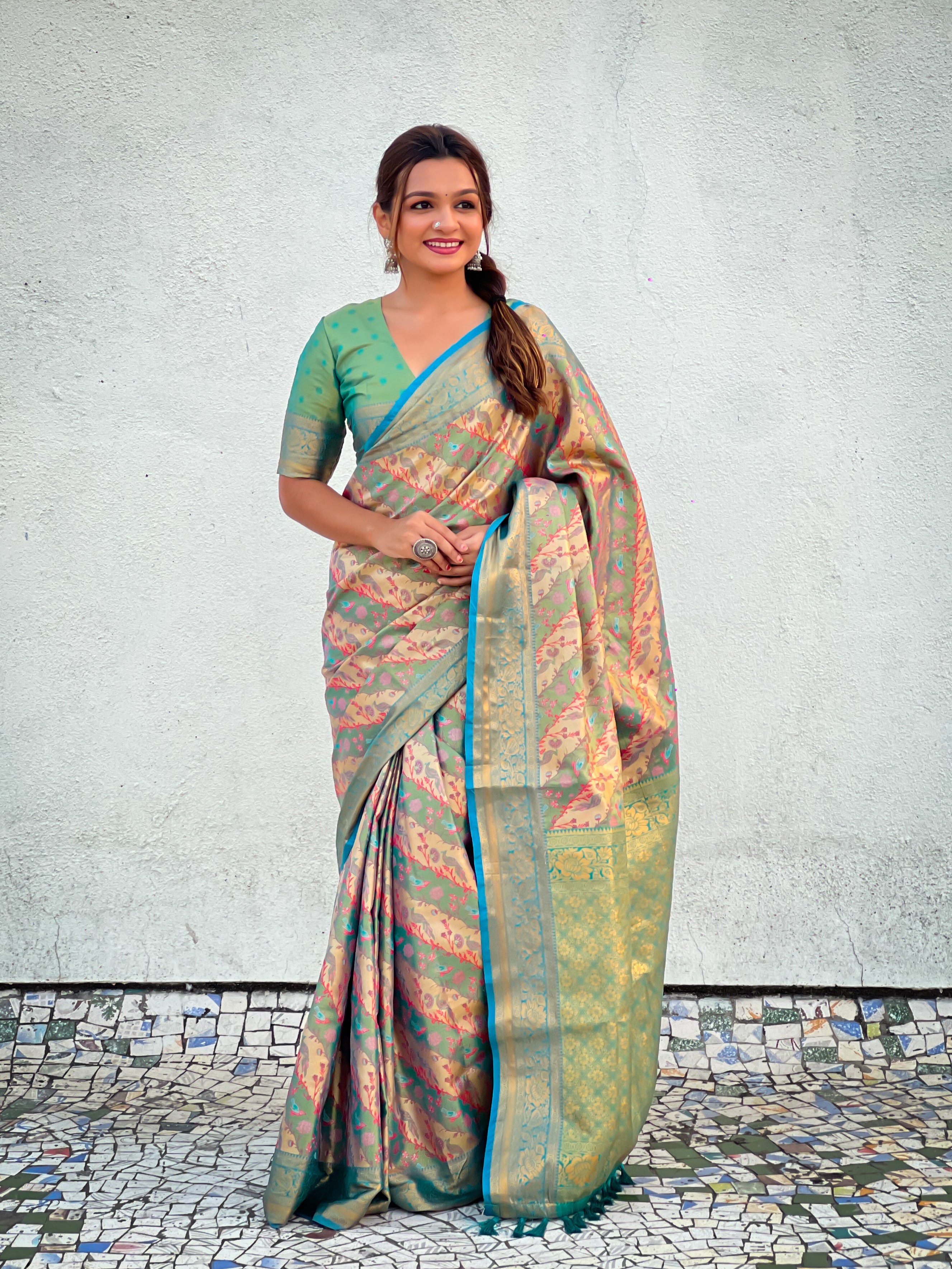 Dharmavaram Leheriya Silk Saree