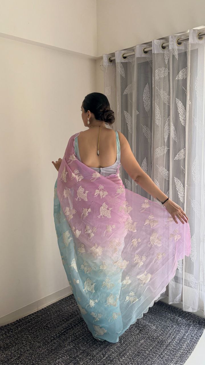 Dual Shade Crunchy Silk Bollywood Saree | Nardev Fashion