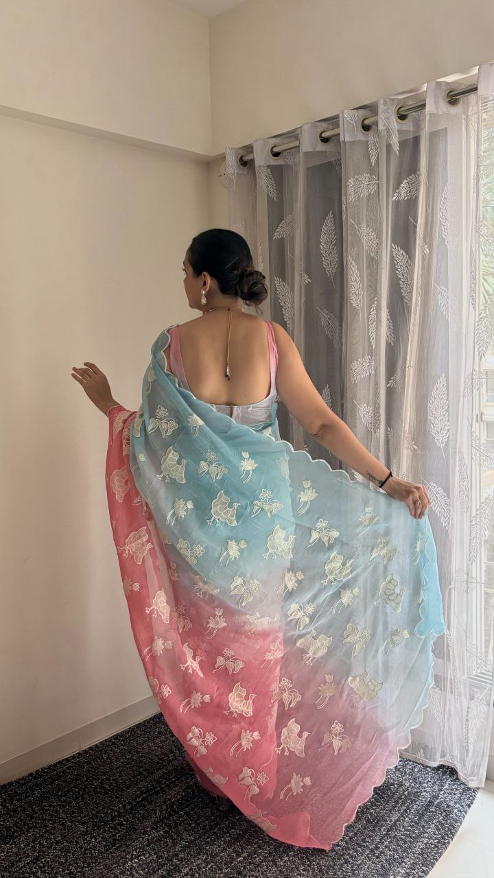 Dual Shade Crunchy Silk Festivewear Saree | Nardev Fashion