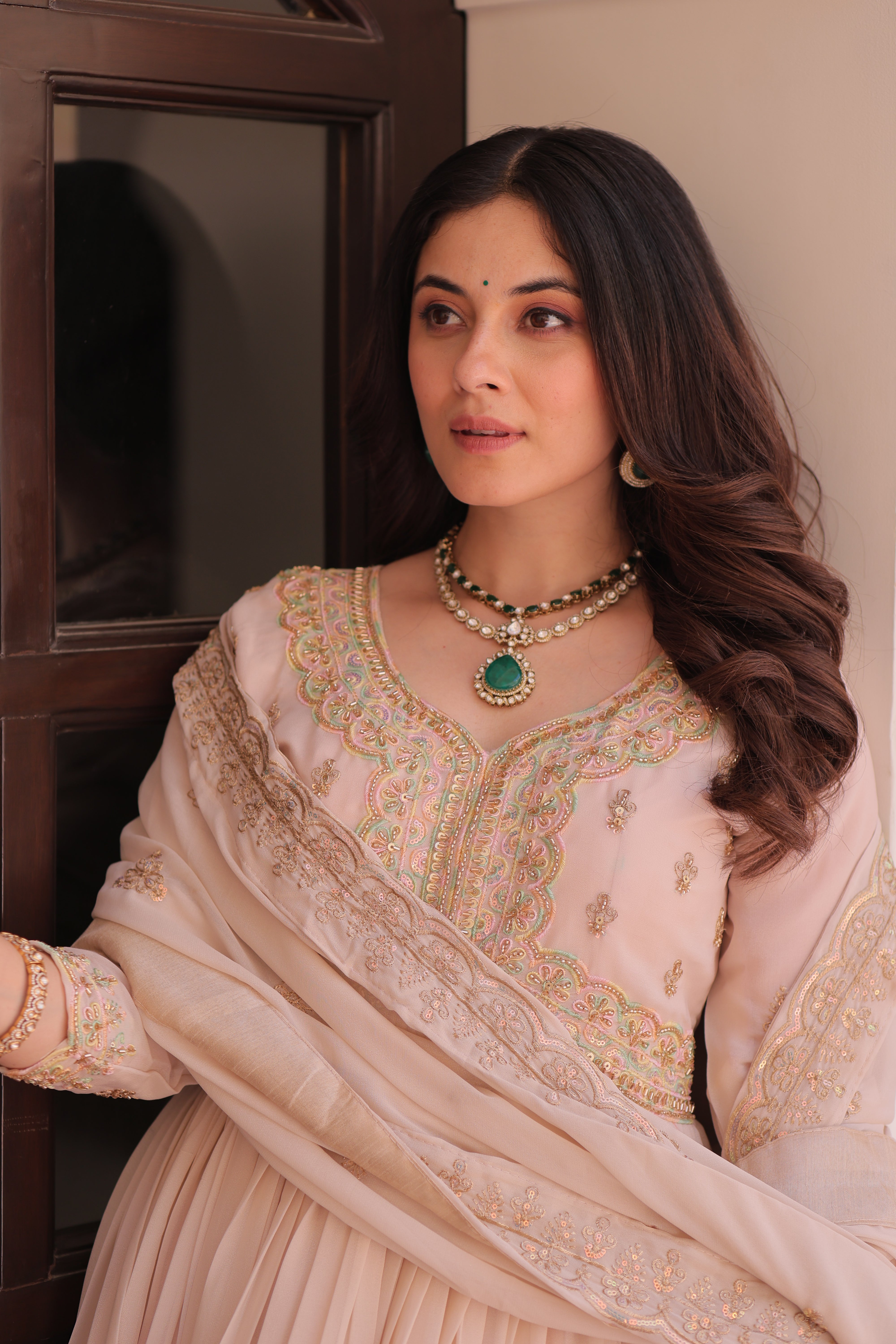 Festival Light Color Anarkali with Dupatta - Diwali Special Outfits for Women