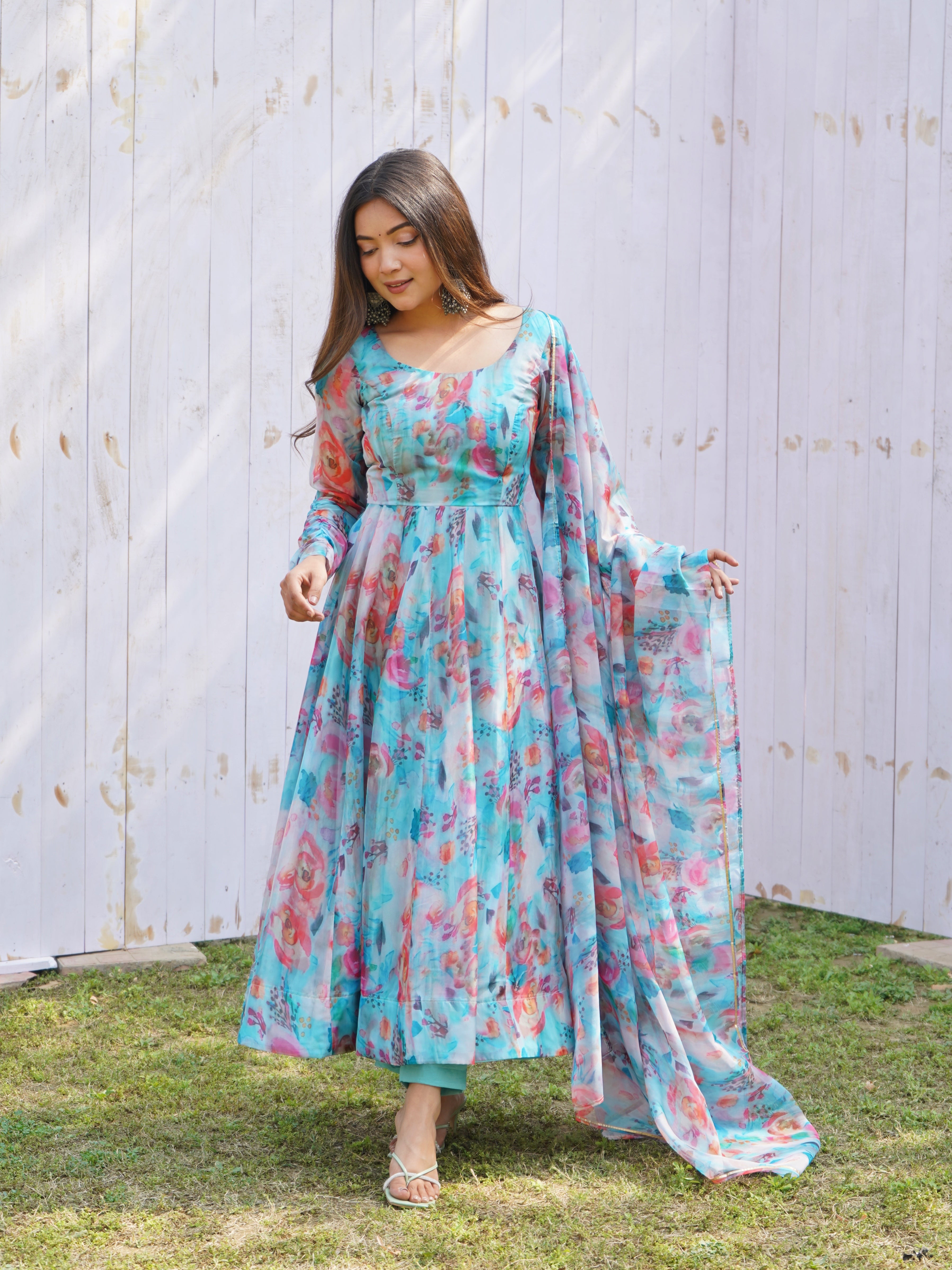 Floral Partywear Anarkali Gown