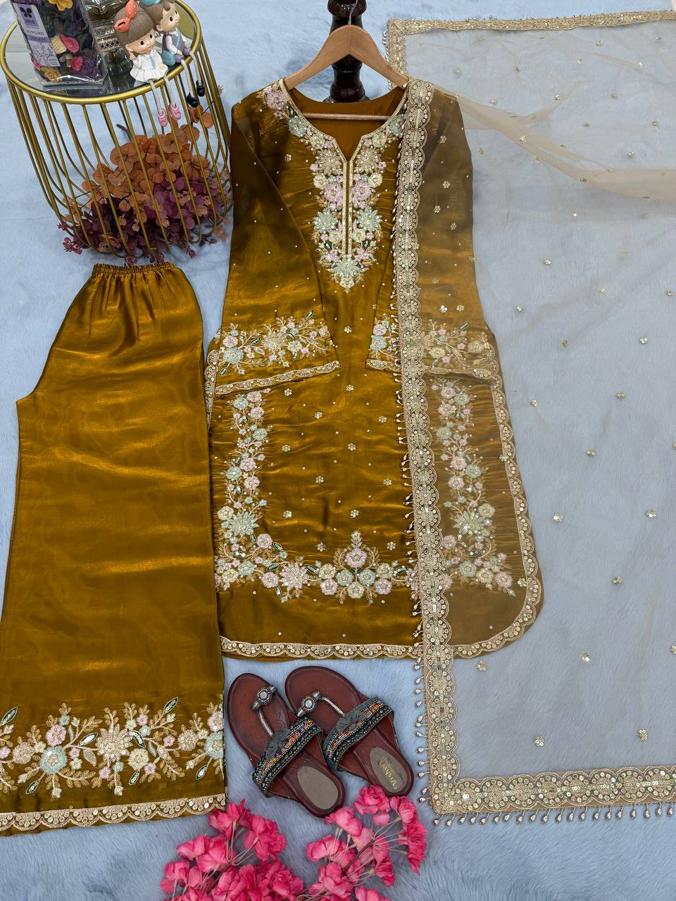 GoldenPartyWearTopPlazzoDupattaSet_SizesSto5XL-NardevFashion