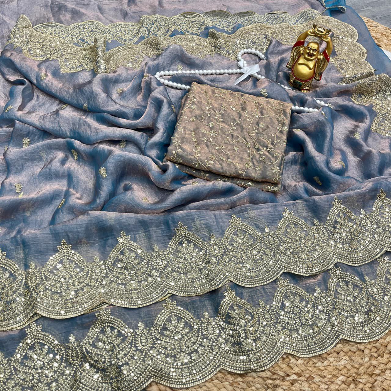 Gray Lightweight Elegant and Beautifully Crafted Saree | Nardev Fashion