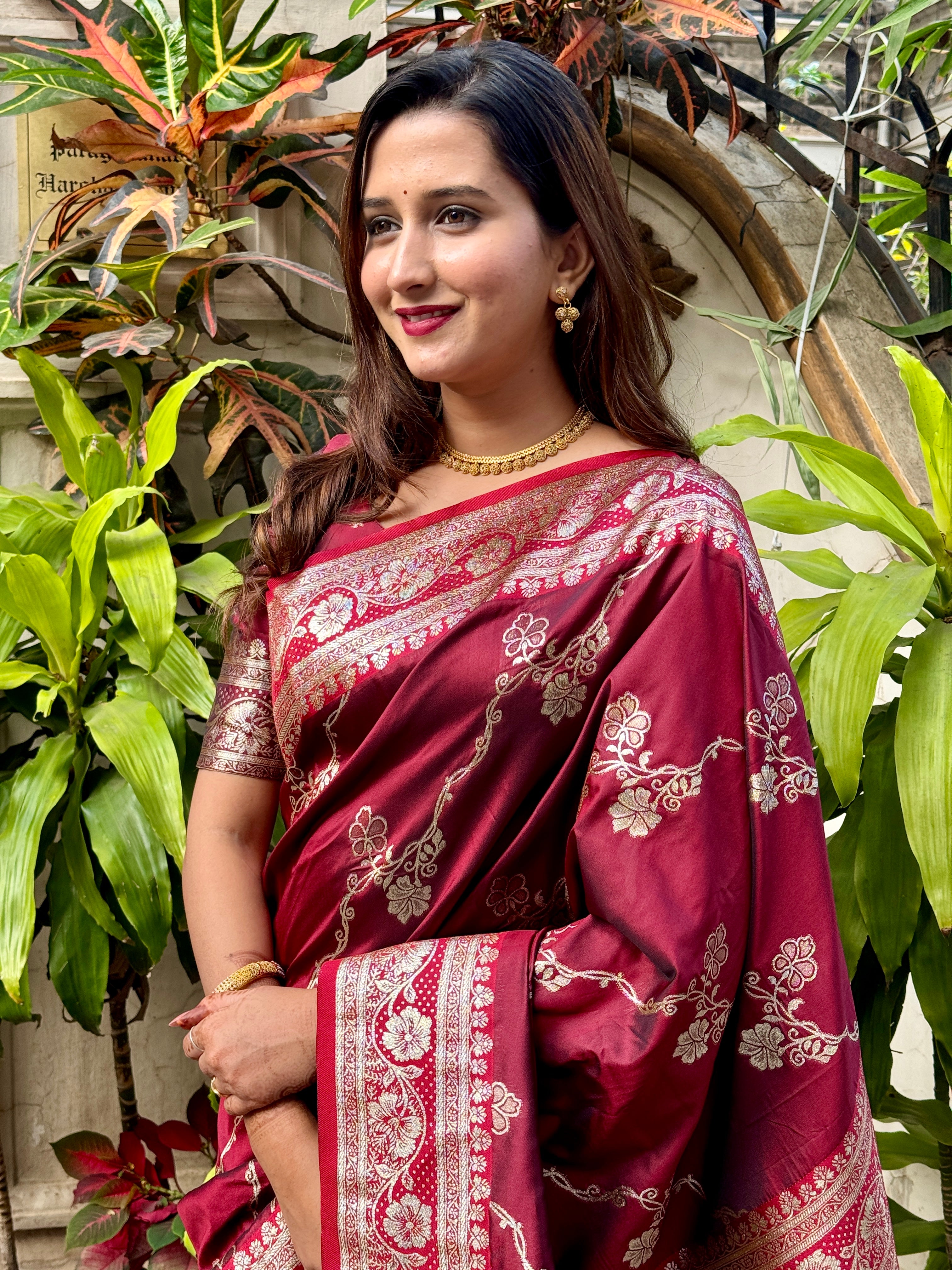 Maroon Banarasi Soft Silk Sarees