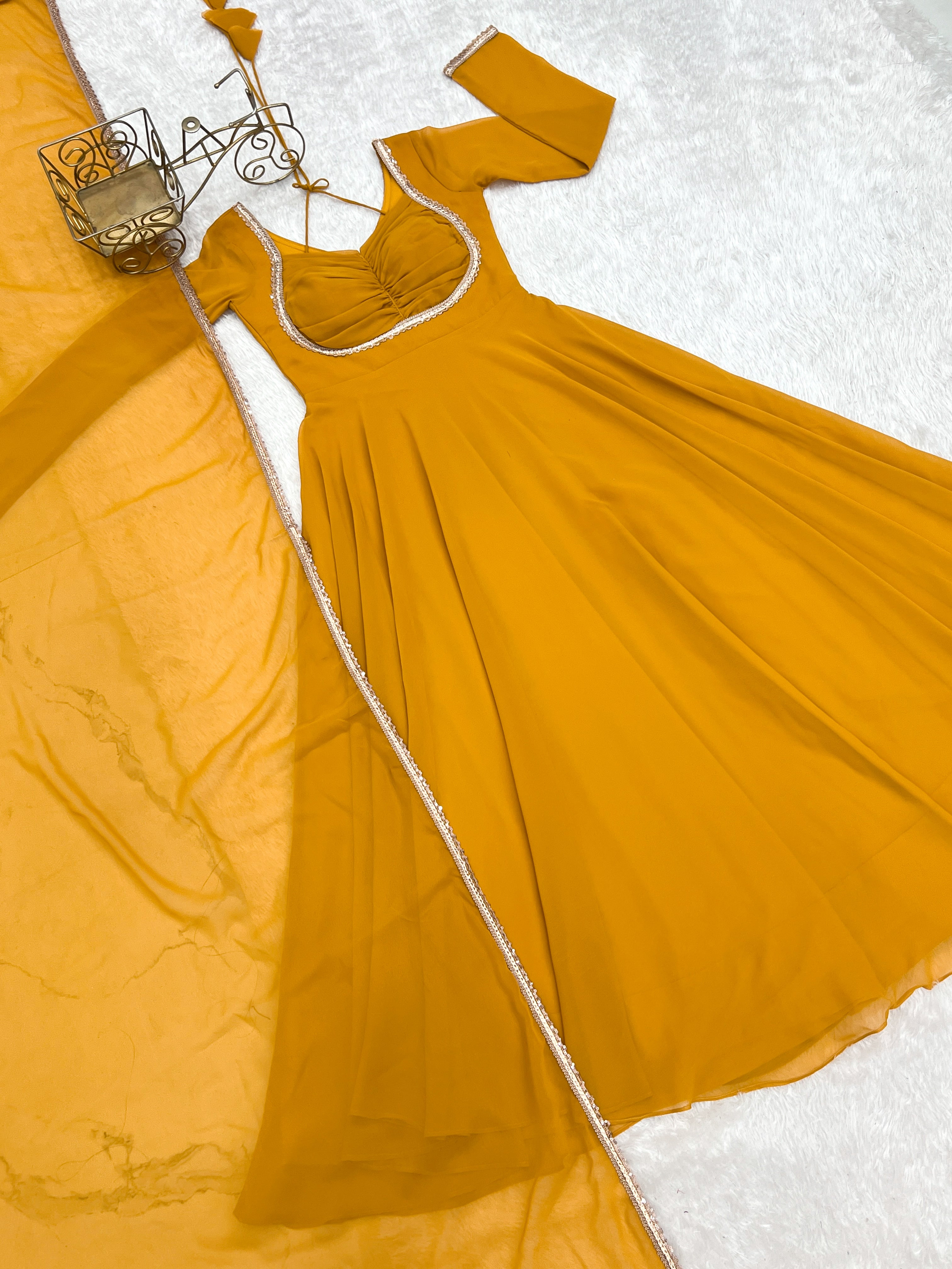 Yellow Color Partywear Anarkali Suit | Nardev Fashion