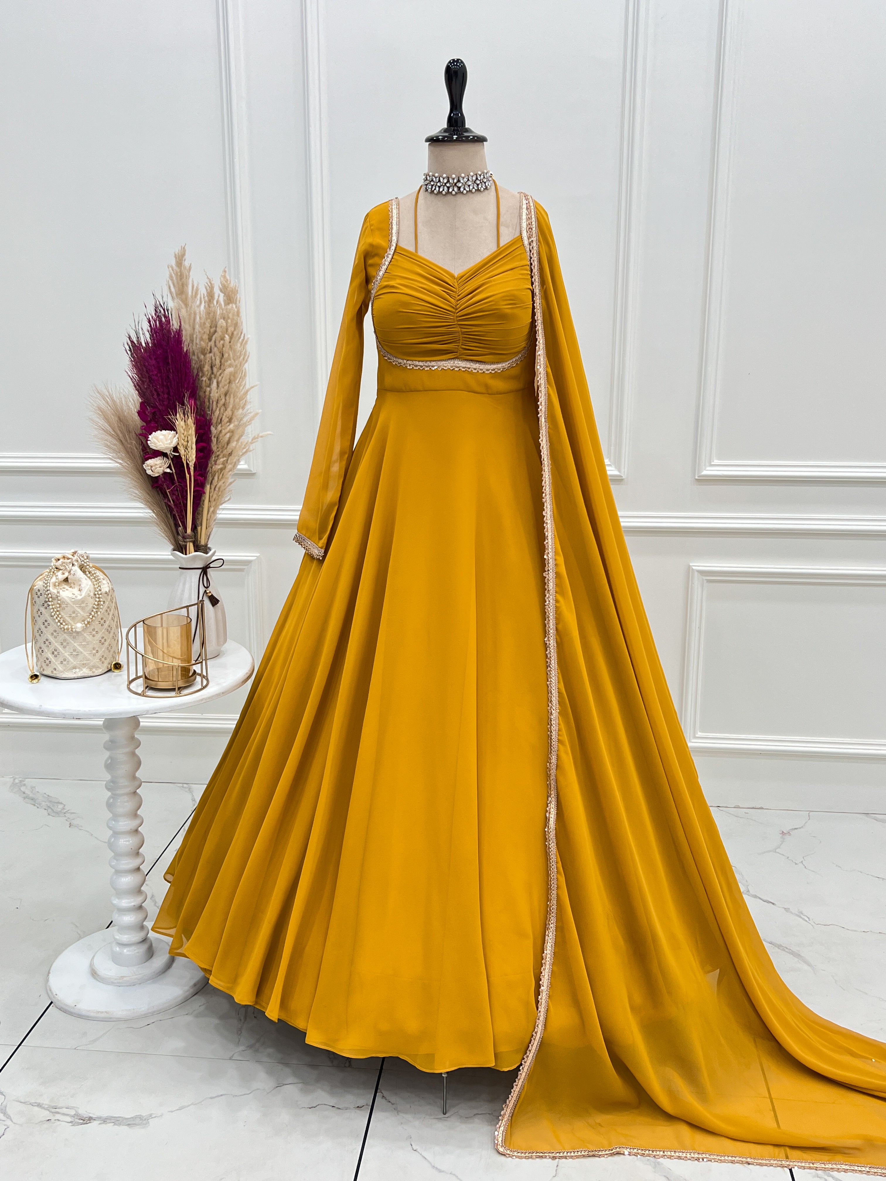 Yellow Color Partywear Anarkali Suit | Nardev Fashion