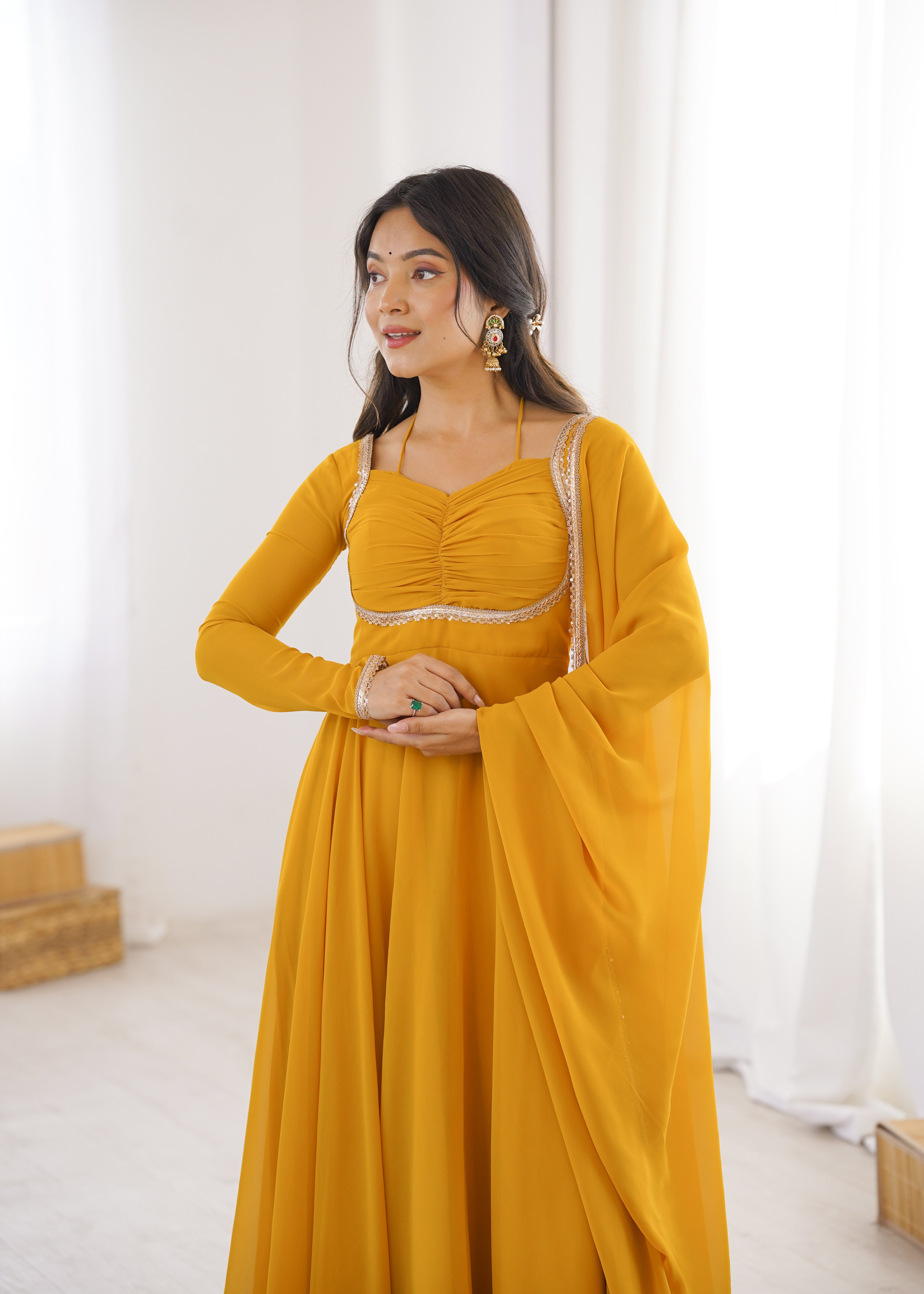 Yellow Color Partywear Anarkali Suit | Nardev Fashion