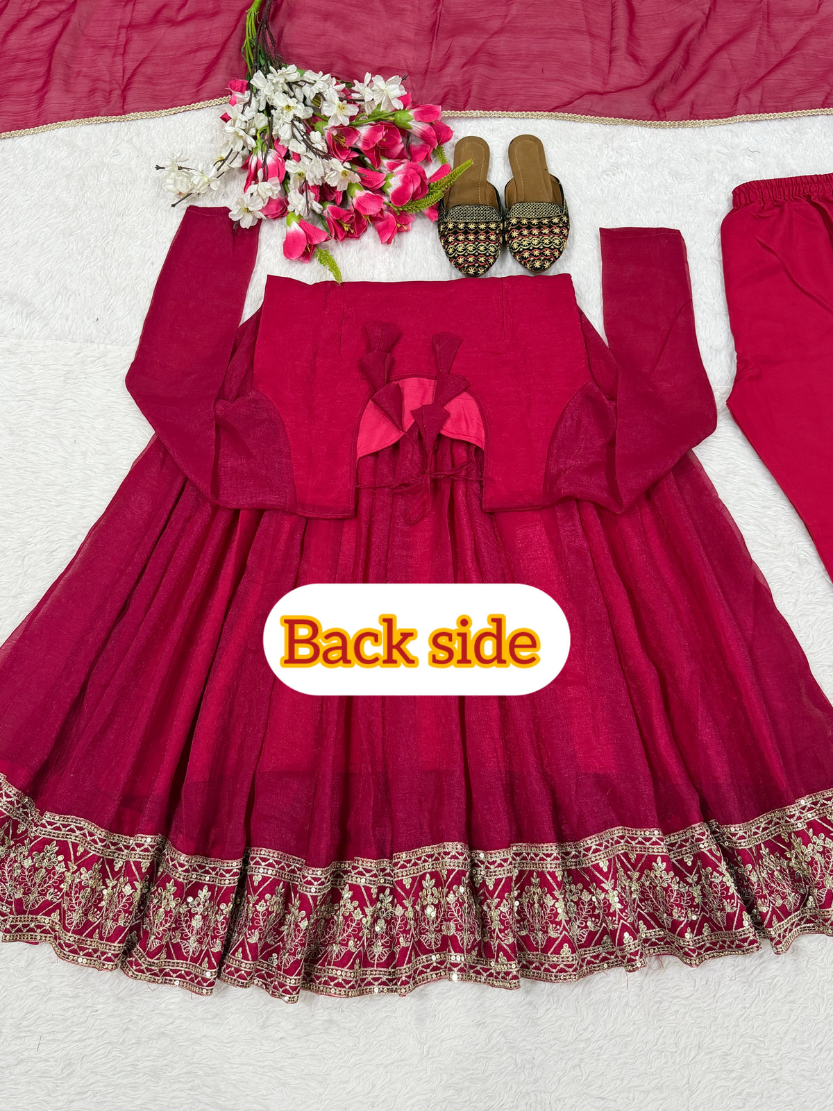 Wine Red Heavy Crunchy Silk Embroidered Anarkali Suit Set with Dupatta