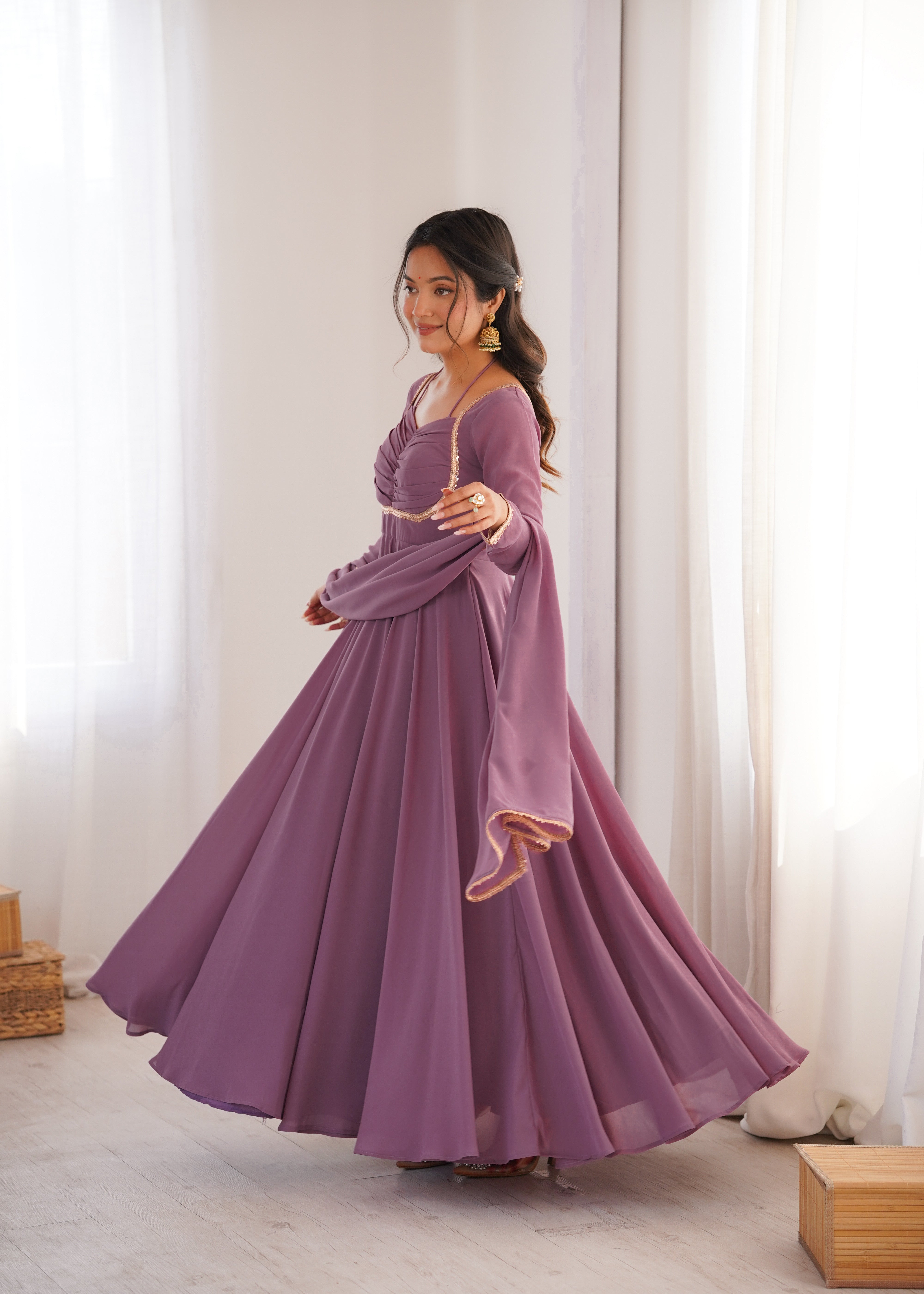 Purple Color Partywear Anarkali Suit | Nardev Fashion