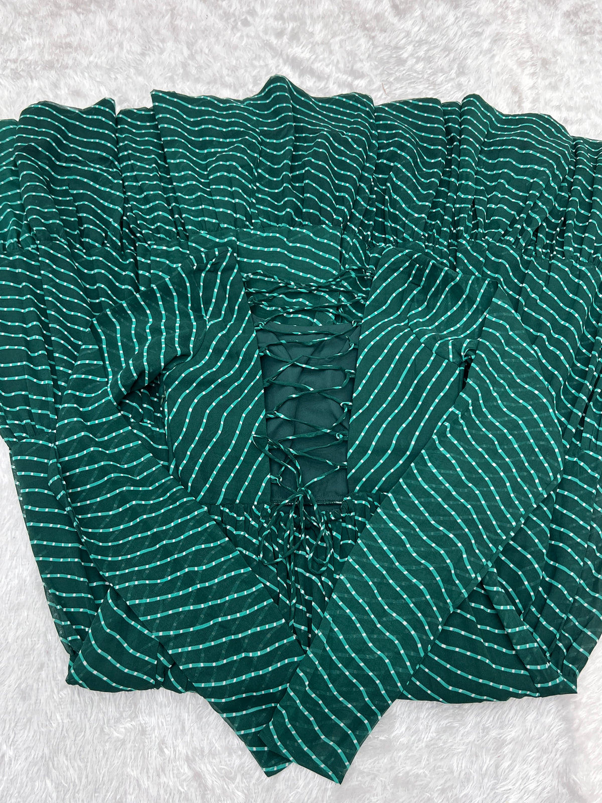 Dark Green Laheriya Print 7 Meter Flair Anarkali Gown