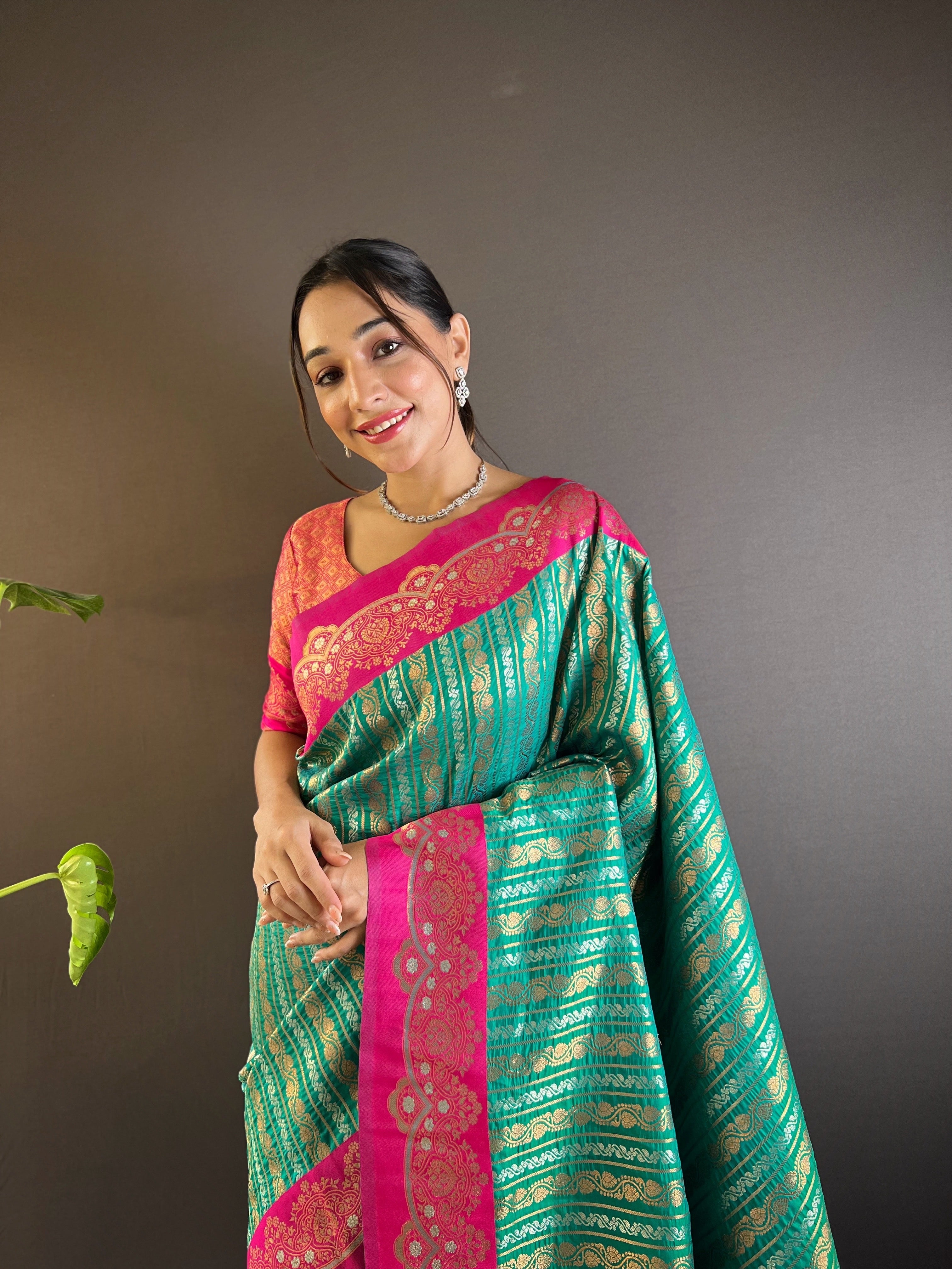 Green Silk Zari Woven Partywear Saree