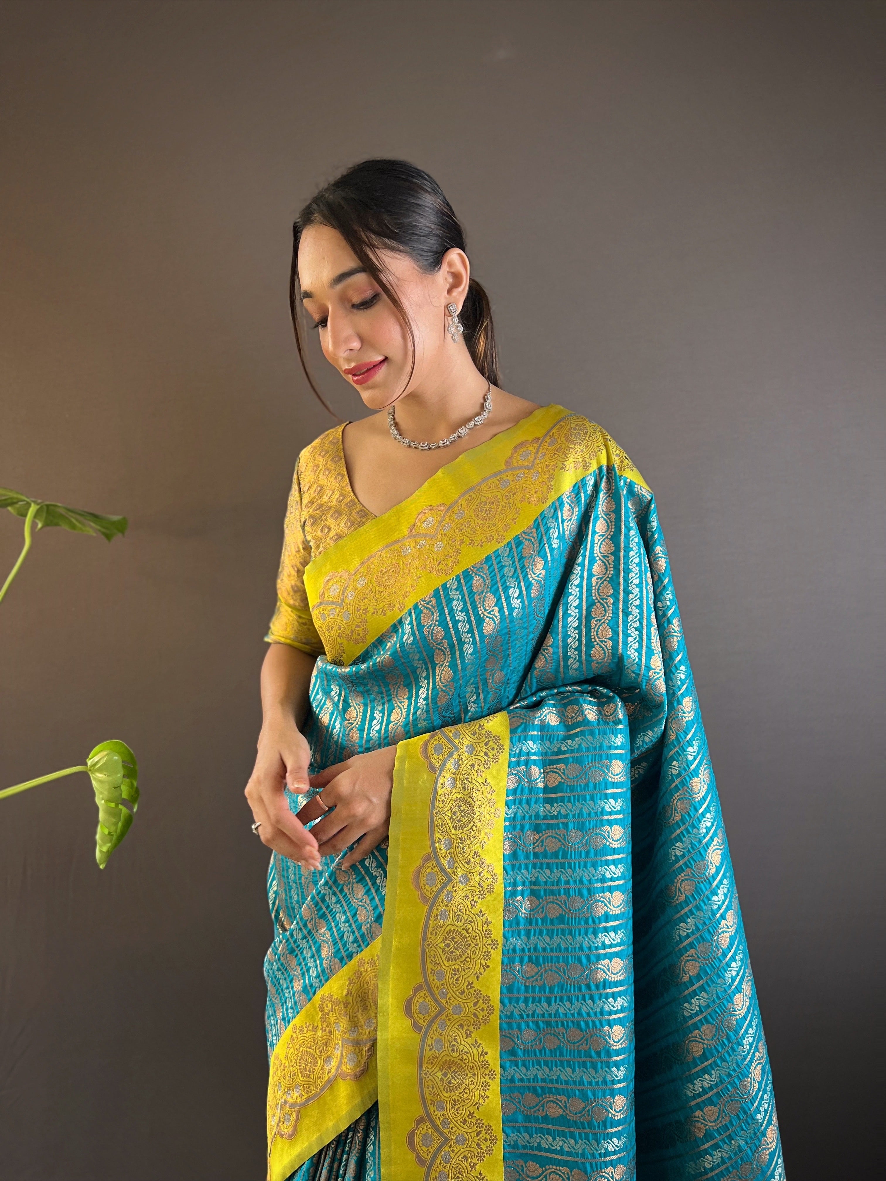 Sky Zari Woven Partywear Saree