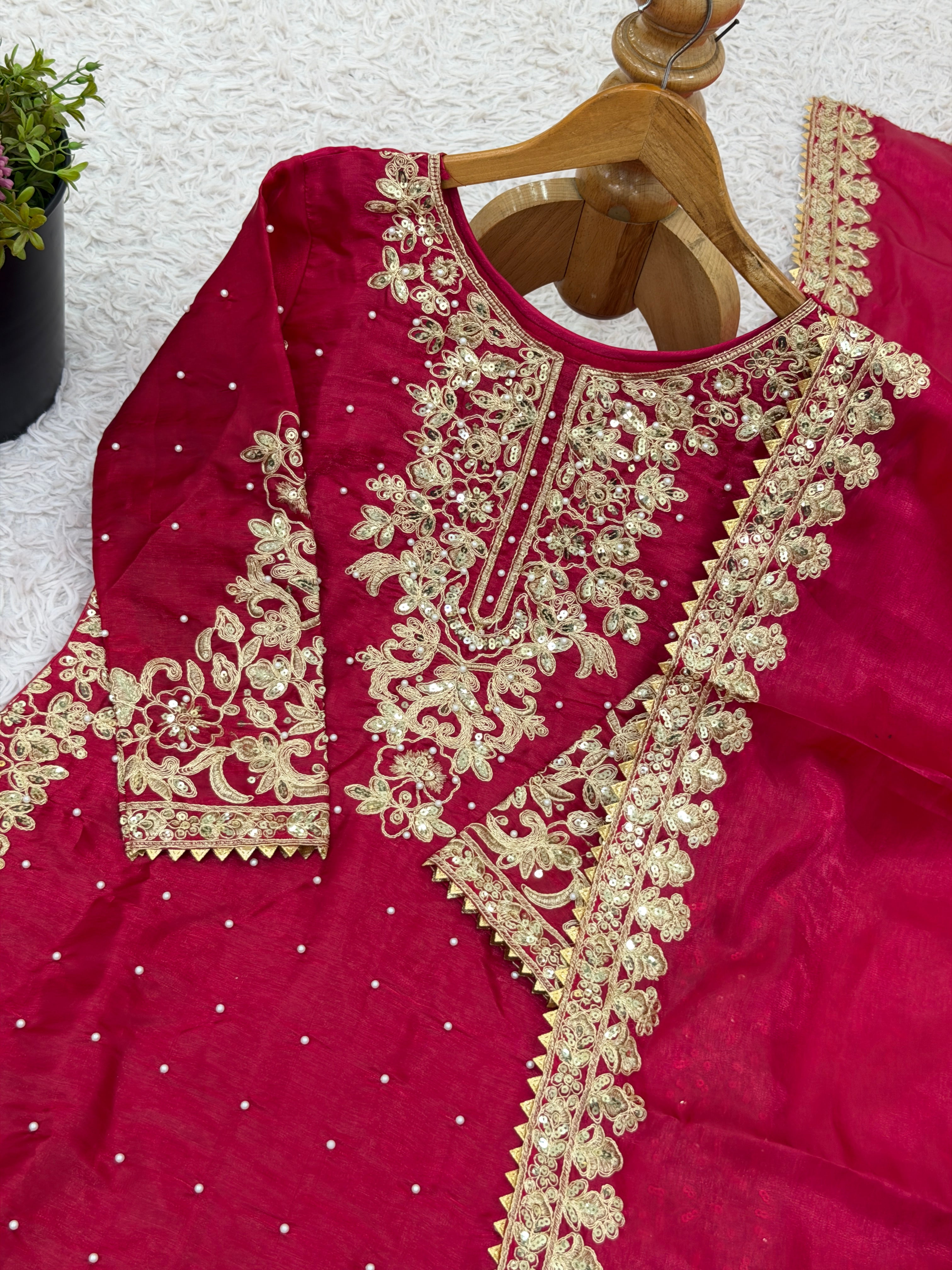 Pink Color GMY Silk Embroidered Top Bottom Dupatta Set for Women | Nardev Fashion