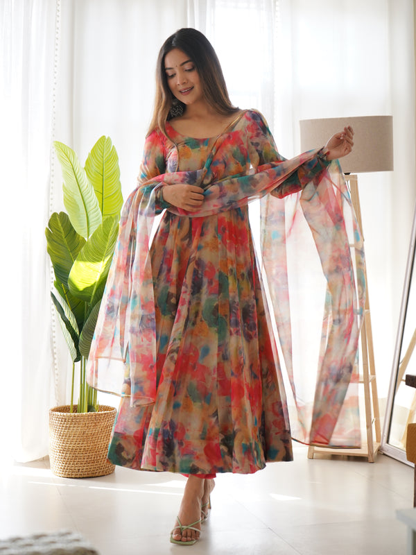 Floral Partywear Anarkali Gown