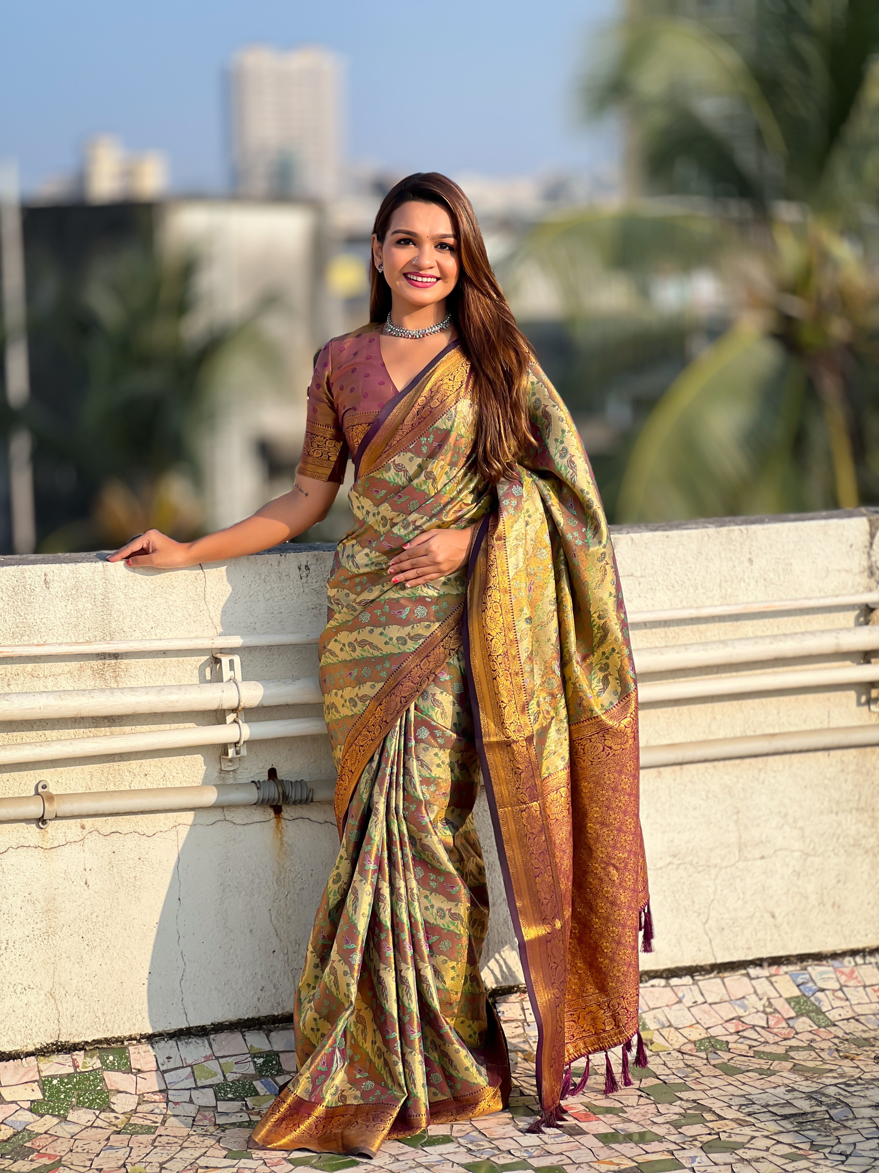 Dharmavaram Leheriya Silk Saree