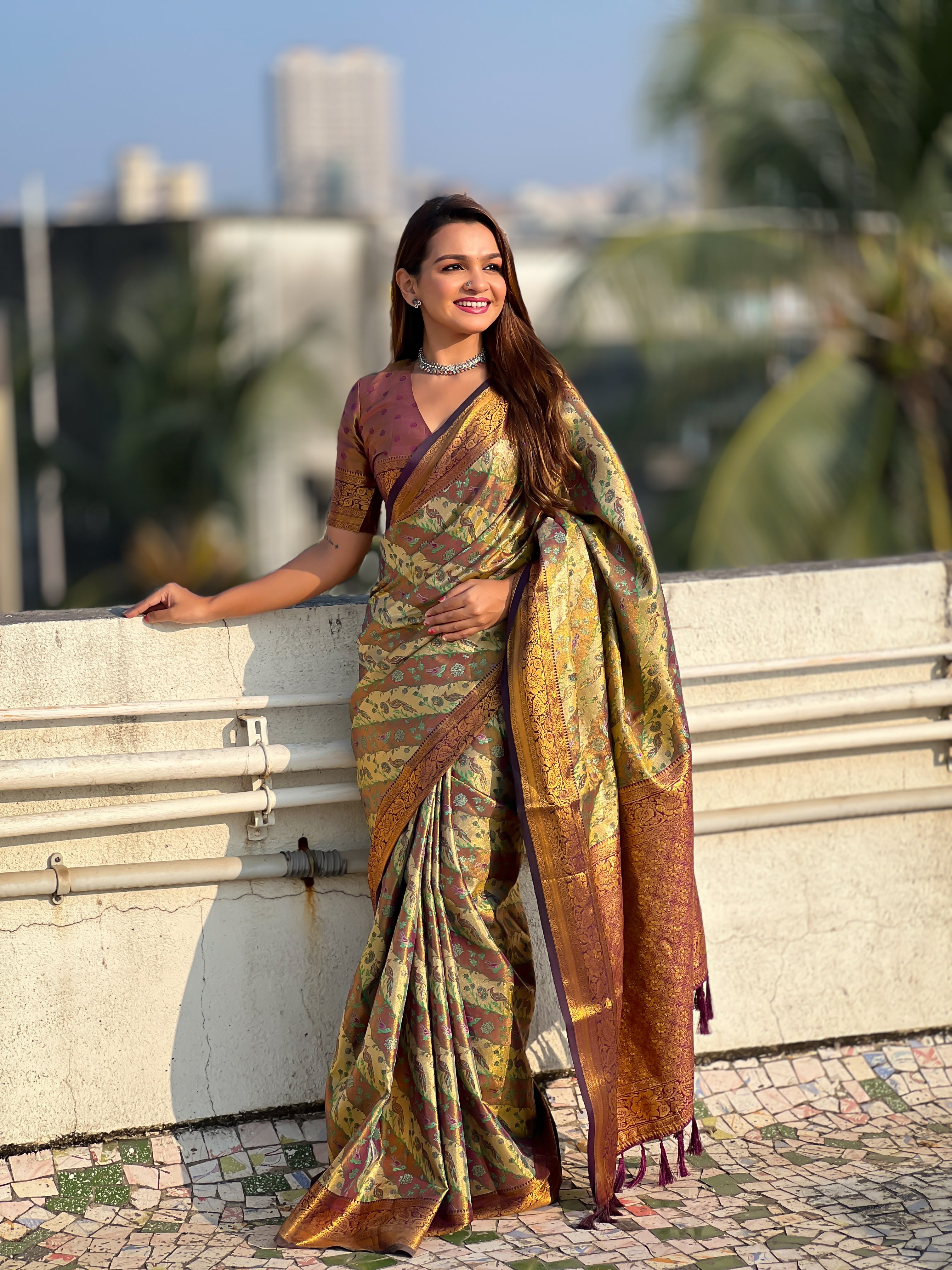 Dharmavaram Leheriya Silk Saree