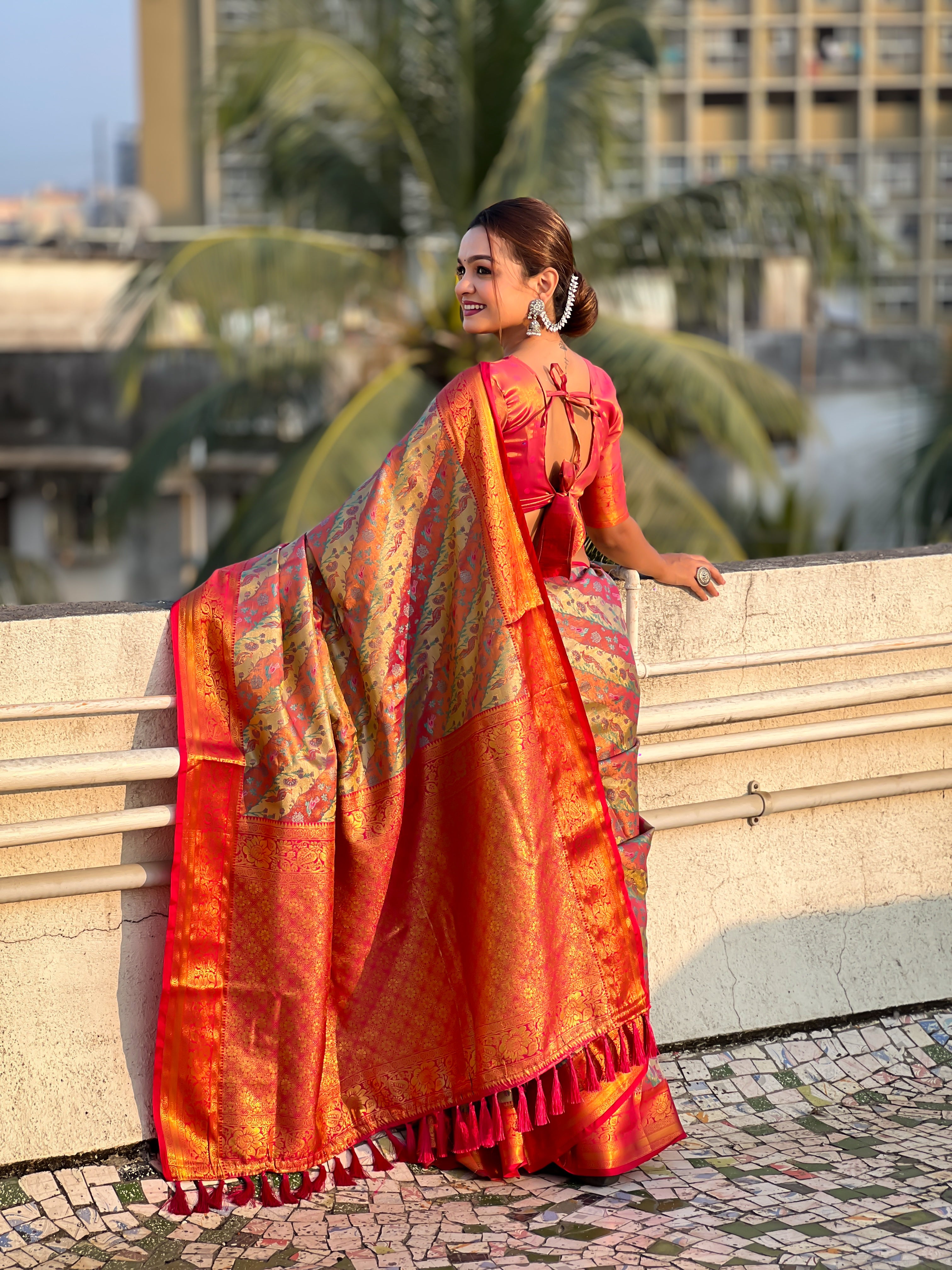 Dharmavaram Leheriya Silk Saree